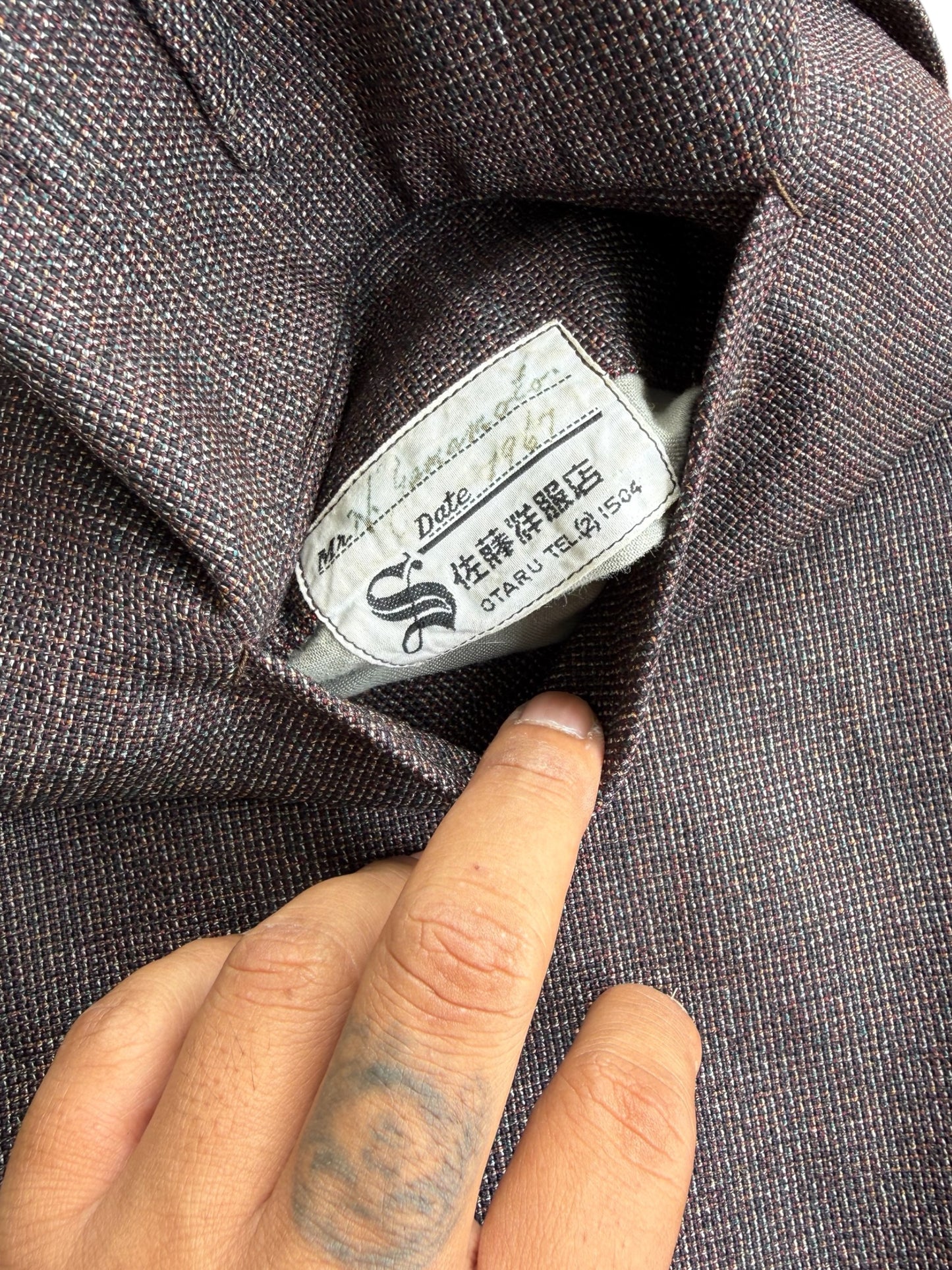 Vintage 1960s Japanese Bespoke Wool Tweed Trousers Sato Tailor Otaru