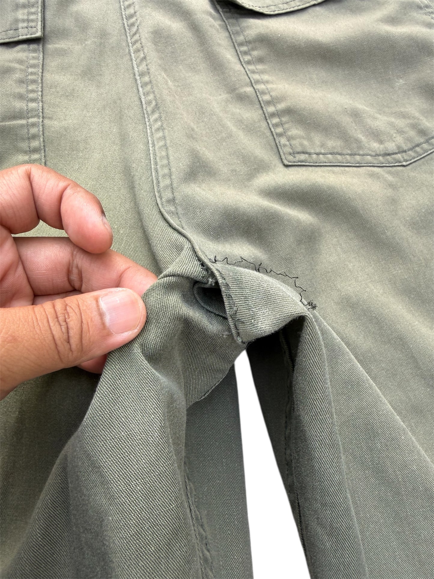 Vintage 1960s–1970s Olive Green Cotton Sateen Fatigue Pants