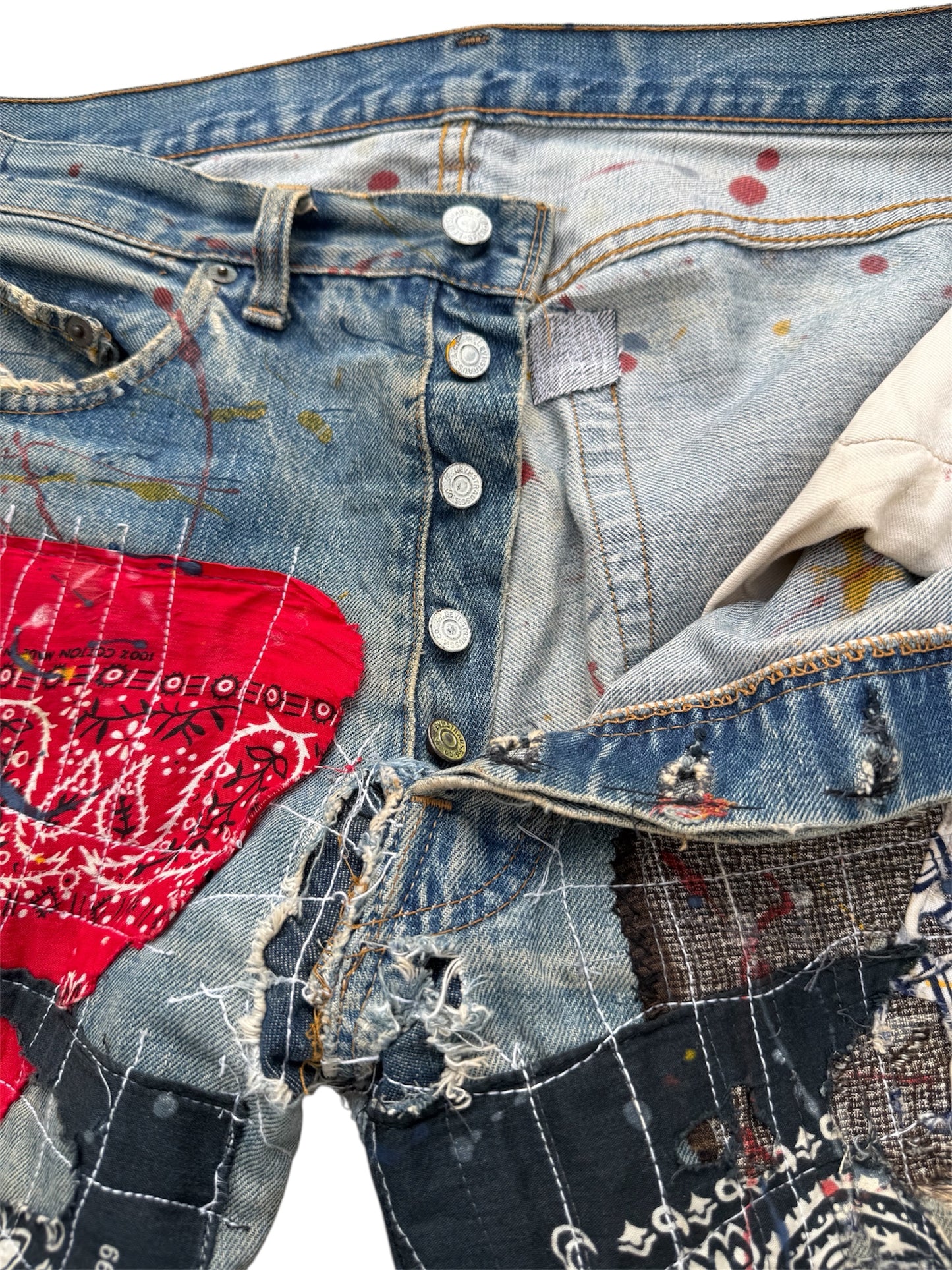Vintage 1970s Levi’s 501 Boro Patchwork Denim