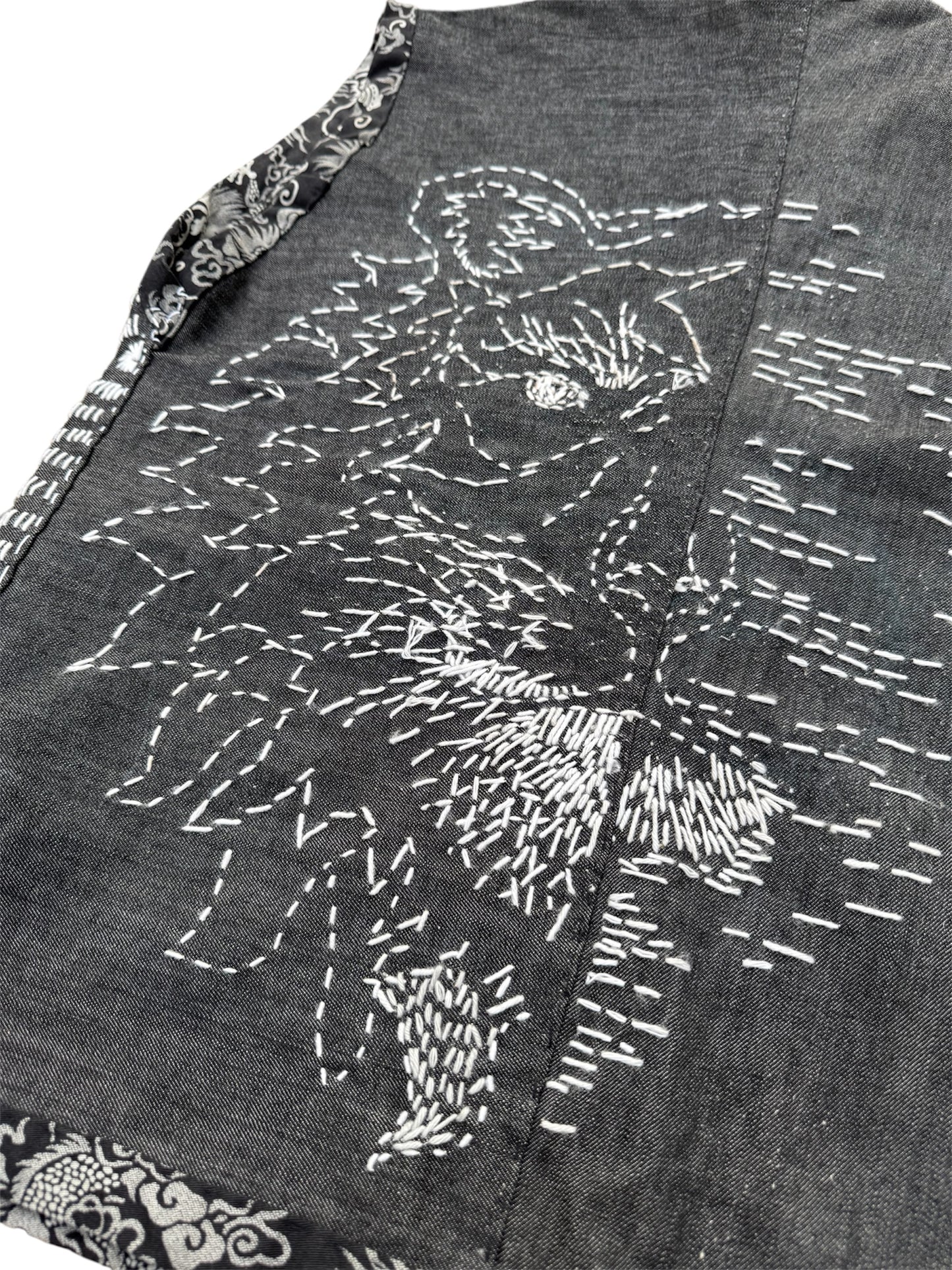 1 of 1 Hand-Stitched Sashiko Boro Denim Vest Artisan Made