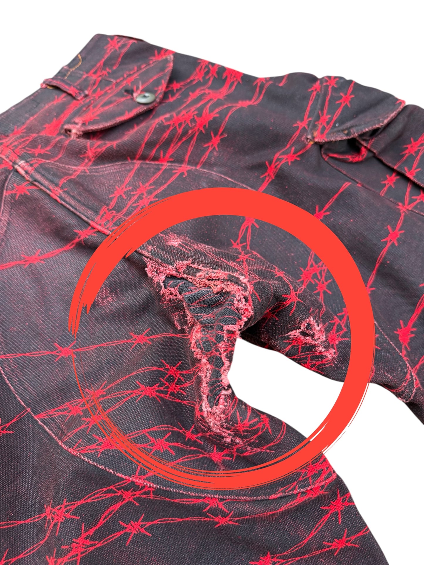 Custom Barbed Wire Military Trousers Punk Distressed