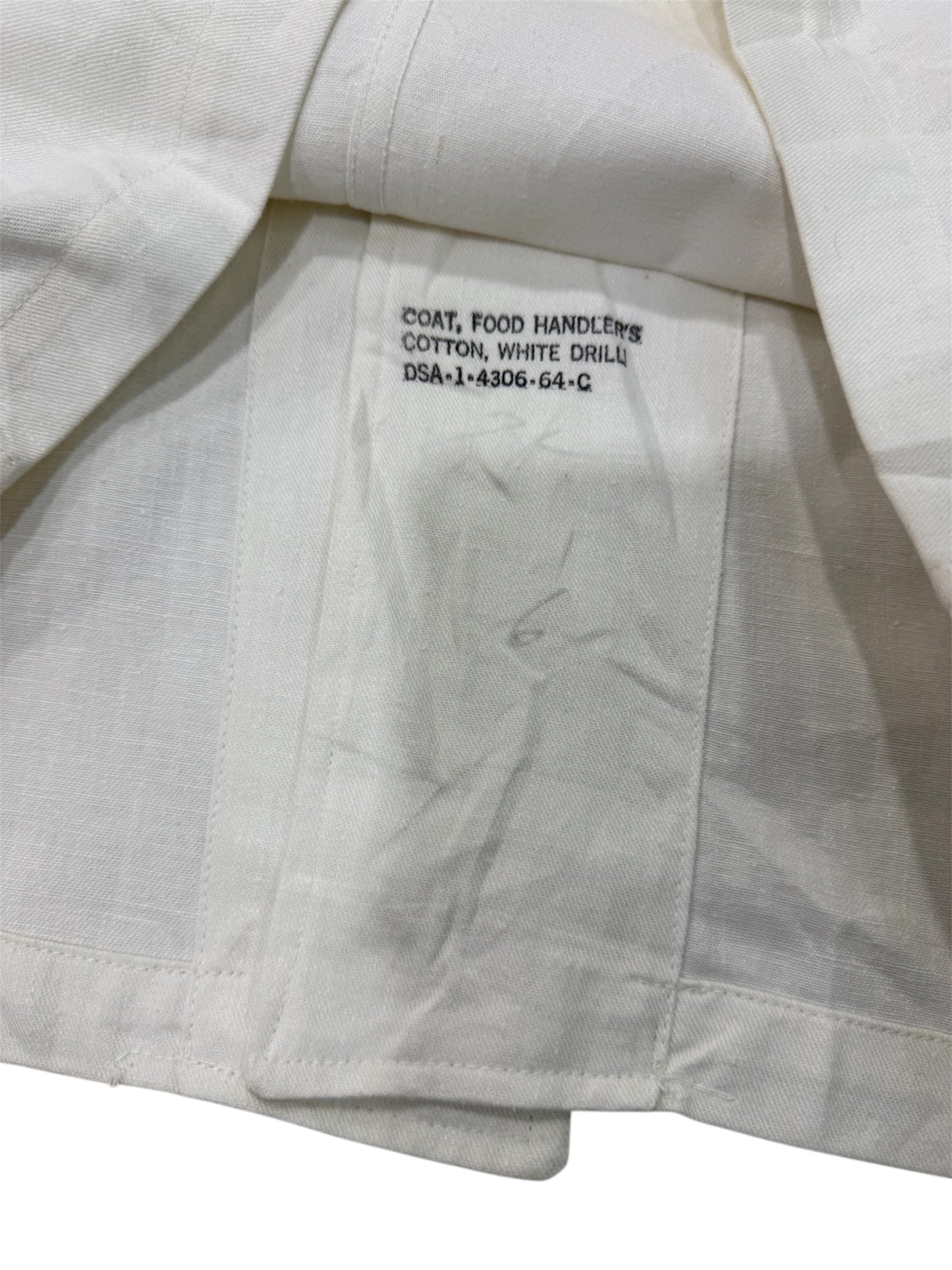Vintage 1964 US Military Food Handler Coat White Drill Cotton Vietnam Era Shirt Jacket