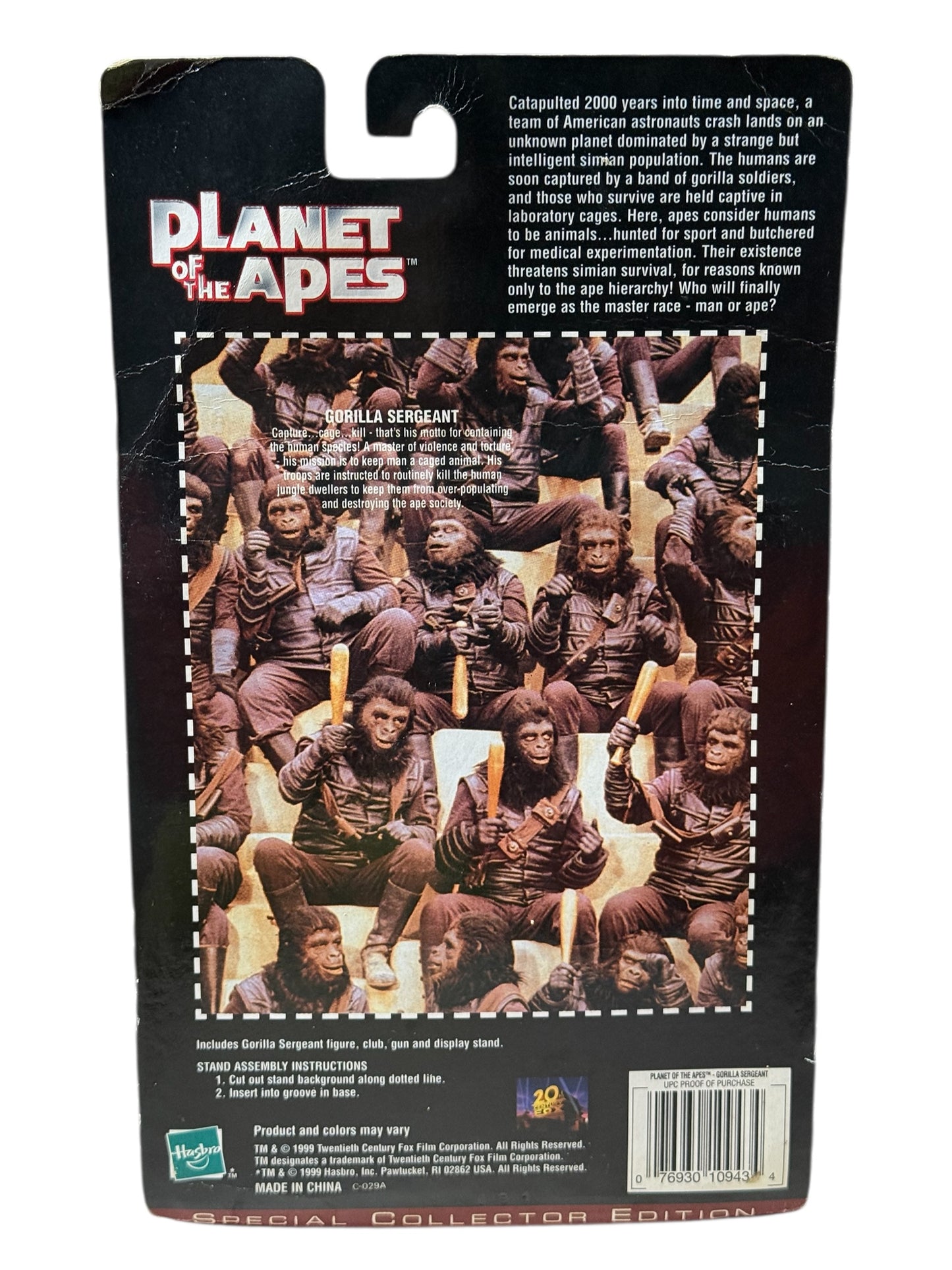 1999 Hasbro Planet of the Apes Gorilla Sergeant Special Collector Edition Sealed