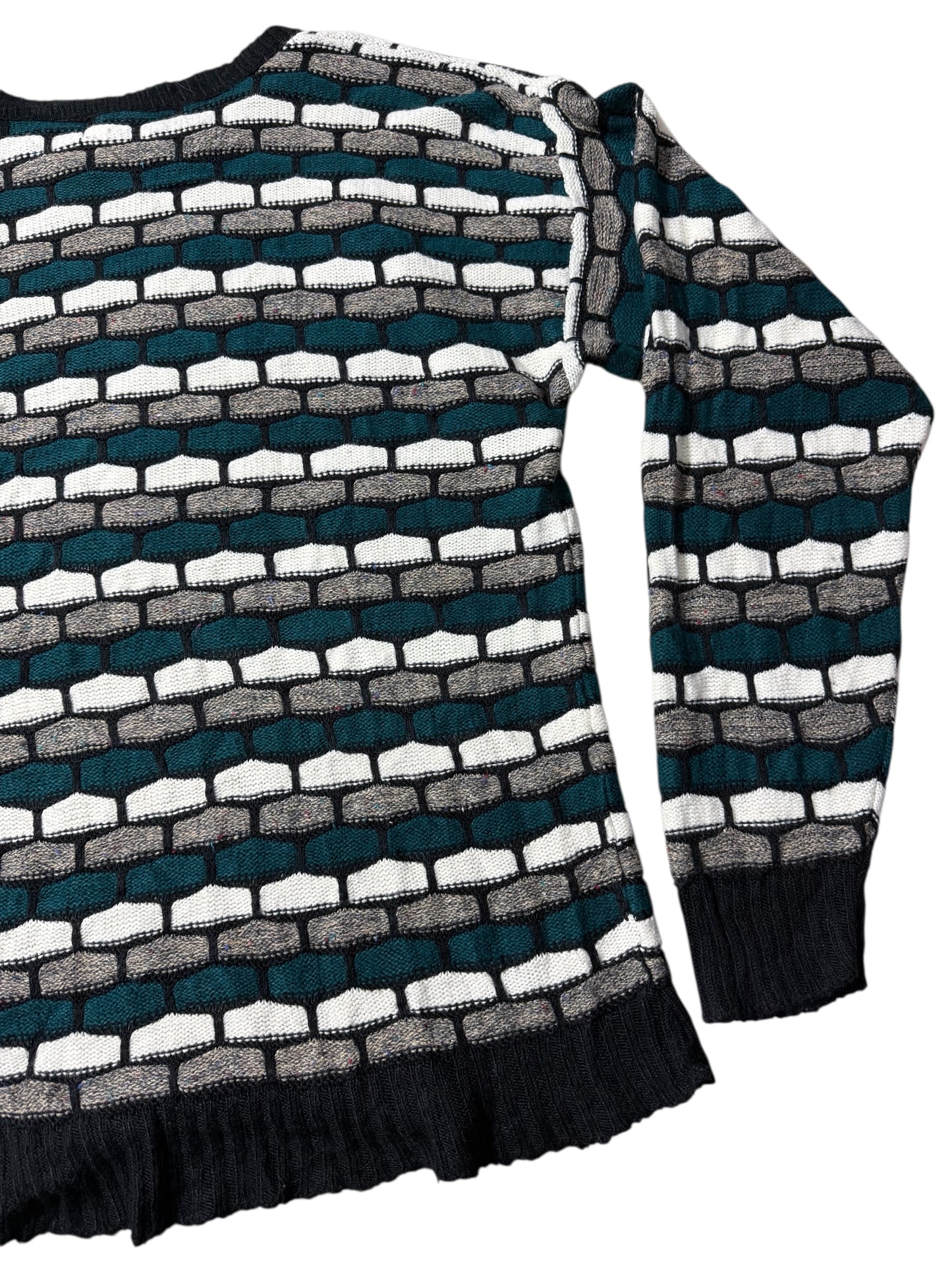 Vintage 90s Jordache Geometric Knit Sweater Textured Pattern