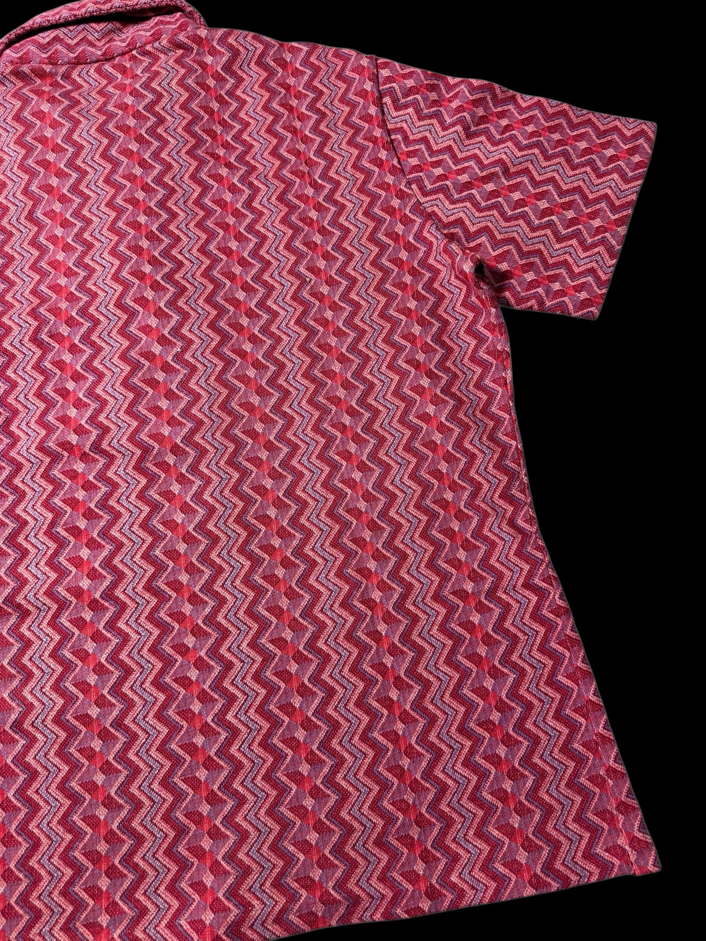 True Vintage 1950s–60s Hartog for May Co Woven Jacquard Shirt Zigzag Pattern