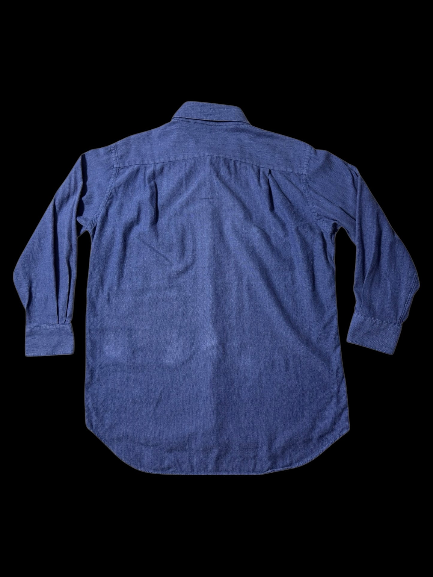 Vintage Tom James HBT Work Shirt USA Made Indigo Blue Executive Collection