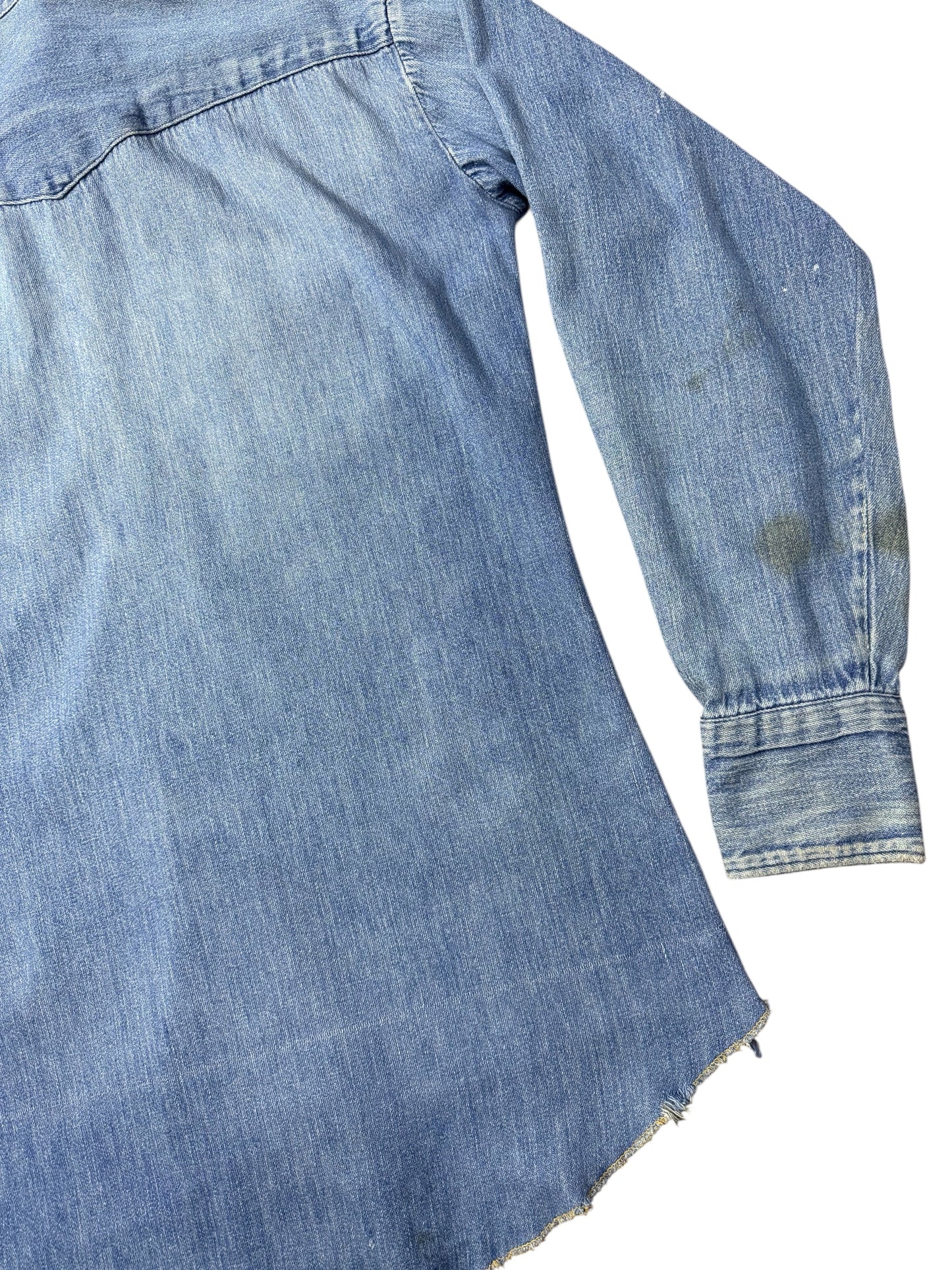 Vintage 1970s Denim Western Shirt Pearl Snap