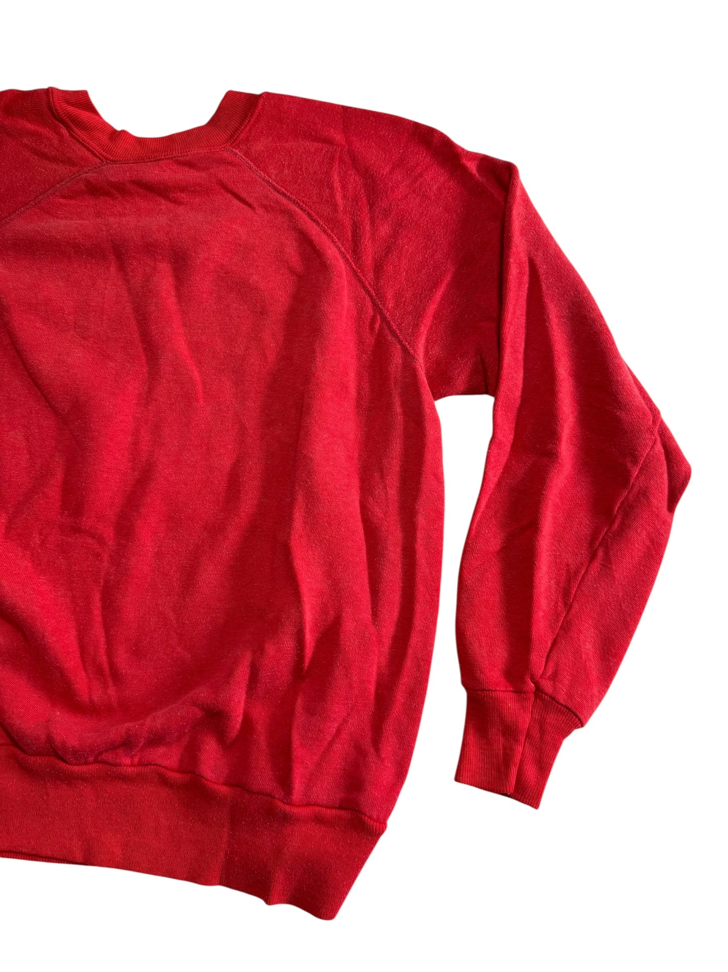 Vintage 1980s Blank Red Raglan Sweatshirt Classic Fleece Crewneck