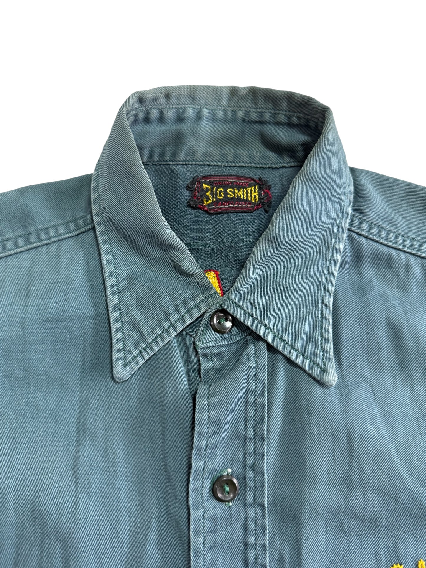 Vintage 1950s-60s Big Smith Chain Stitch Work Shirt Camp Karefree Horse Shoe Lake
