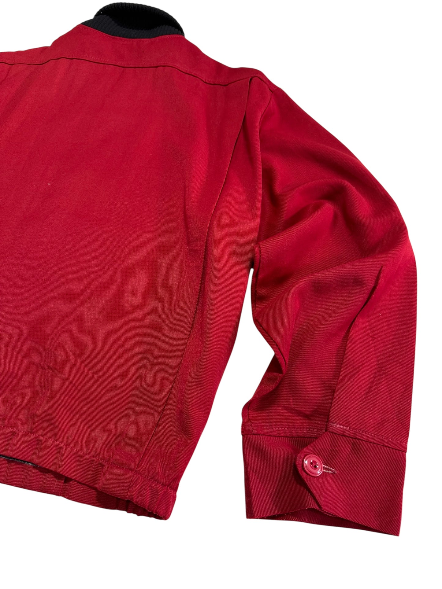 Vintage 1950s-60s Unitog Bowling Jacket Red Chain Stitch