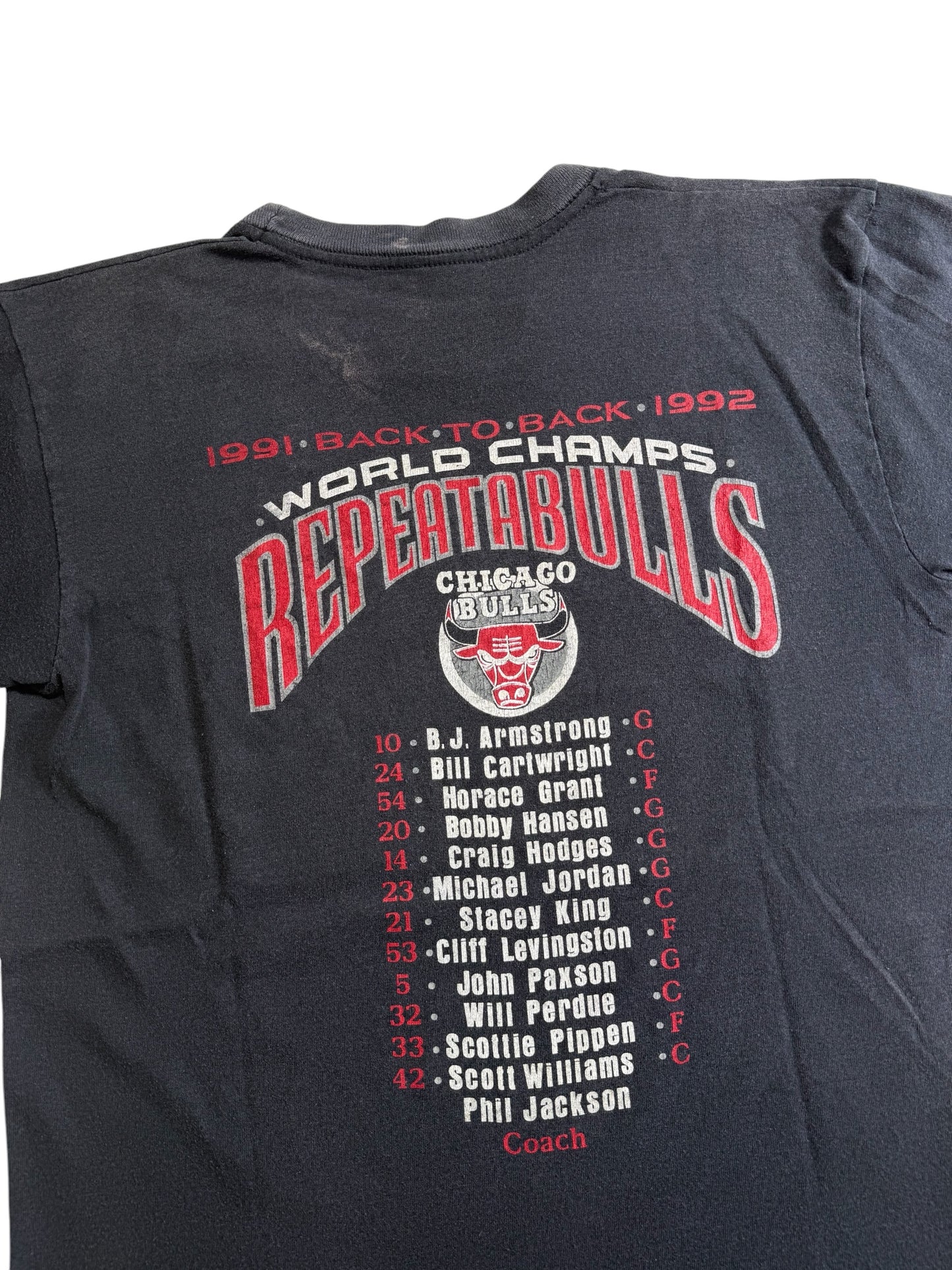Vintage Chicago Bulls Back 2 Back 1991 1992 World Champions Tshirt NBA