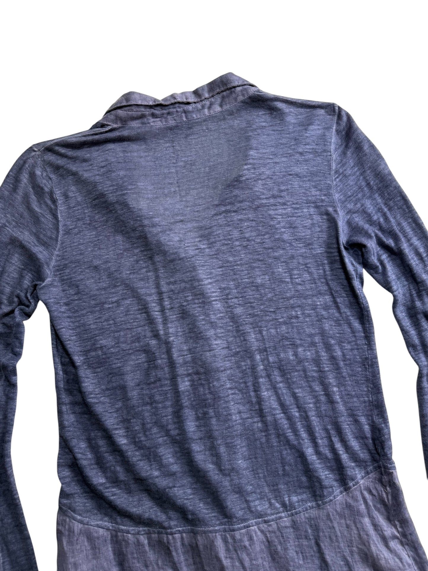120% Lino Linen Shirt Dress Long Sleeve Blue Made in Italy