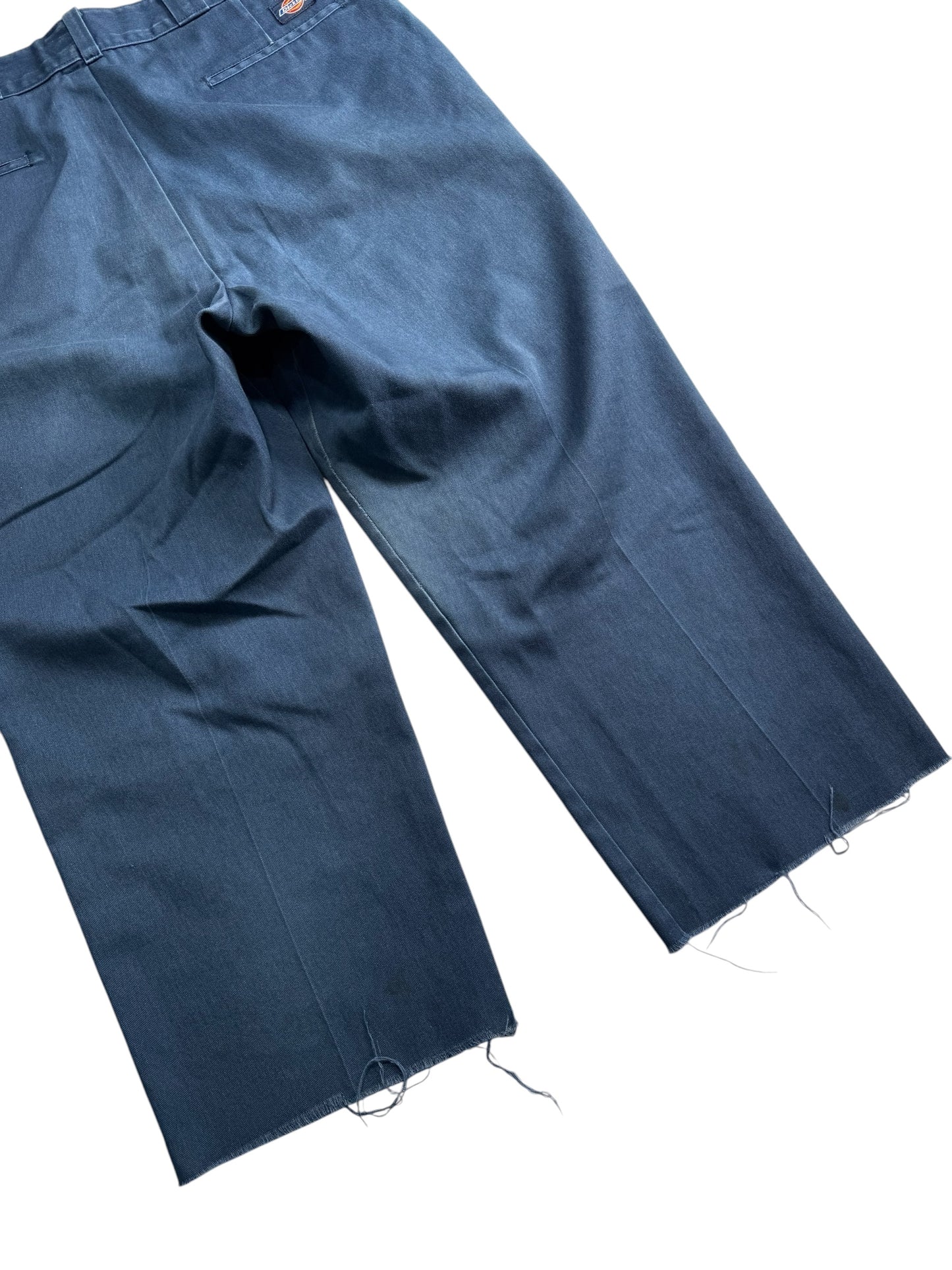 Vintage Dickies Cut-Off Work Pants Distressed Hem Blue Workwear
