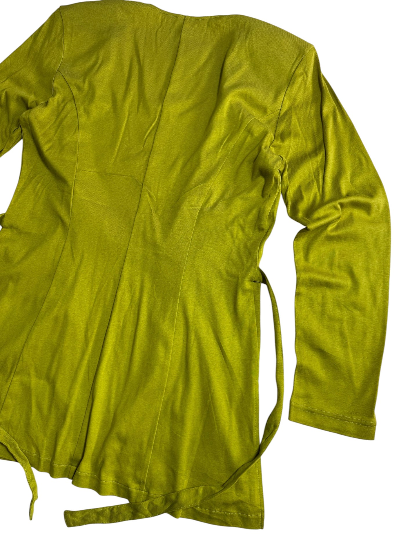 Omo Norma Kamali Japan Draped Open Front Cardigan Lime Green