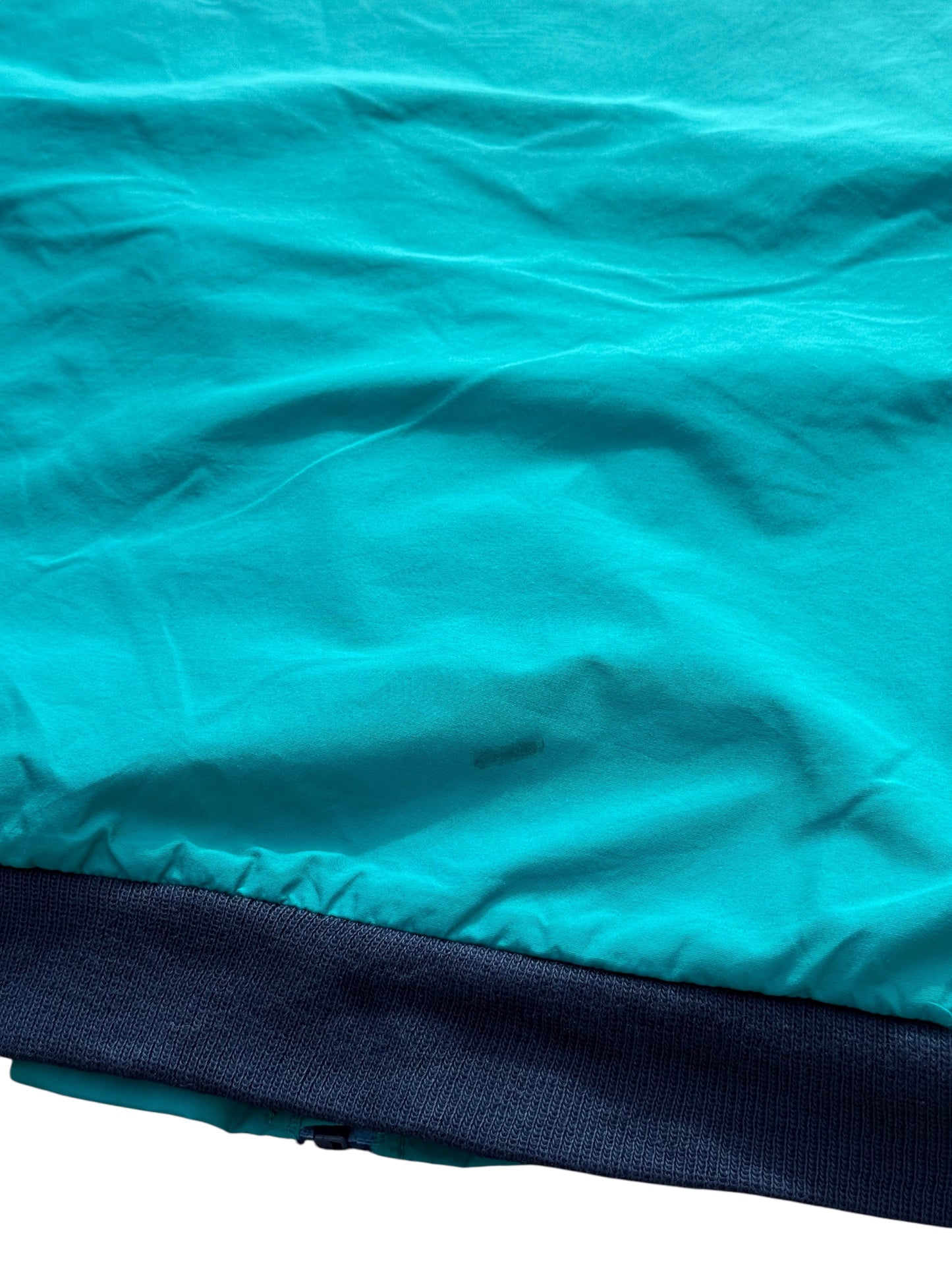 Vintage LL Bean Warm-Up Jacket Made in USA Teal Nylon with Blue Fleece Lining