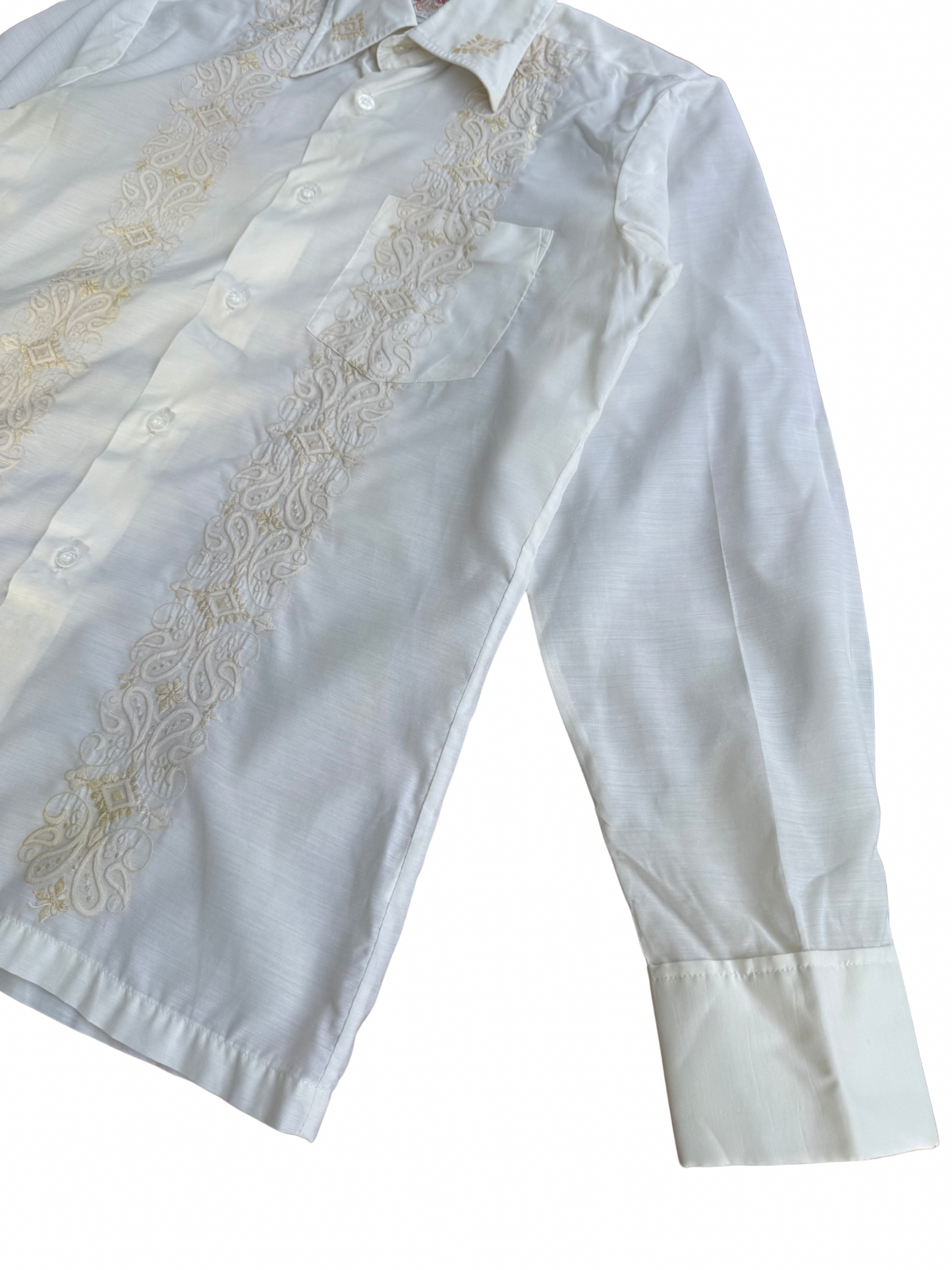 Vintage 1970s Red Horse Hand-Embroidered Dress Shirt