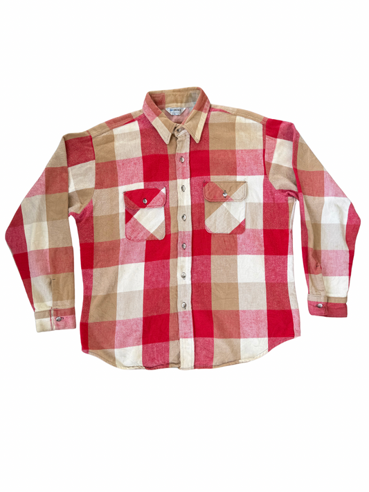 Vintage 1970s Five Brother Heavyweight Buffalo Plaid Flannel Shirt