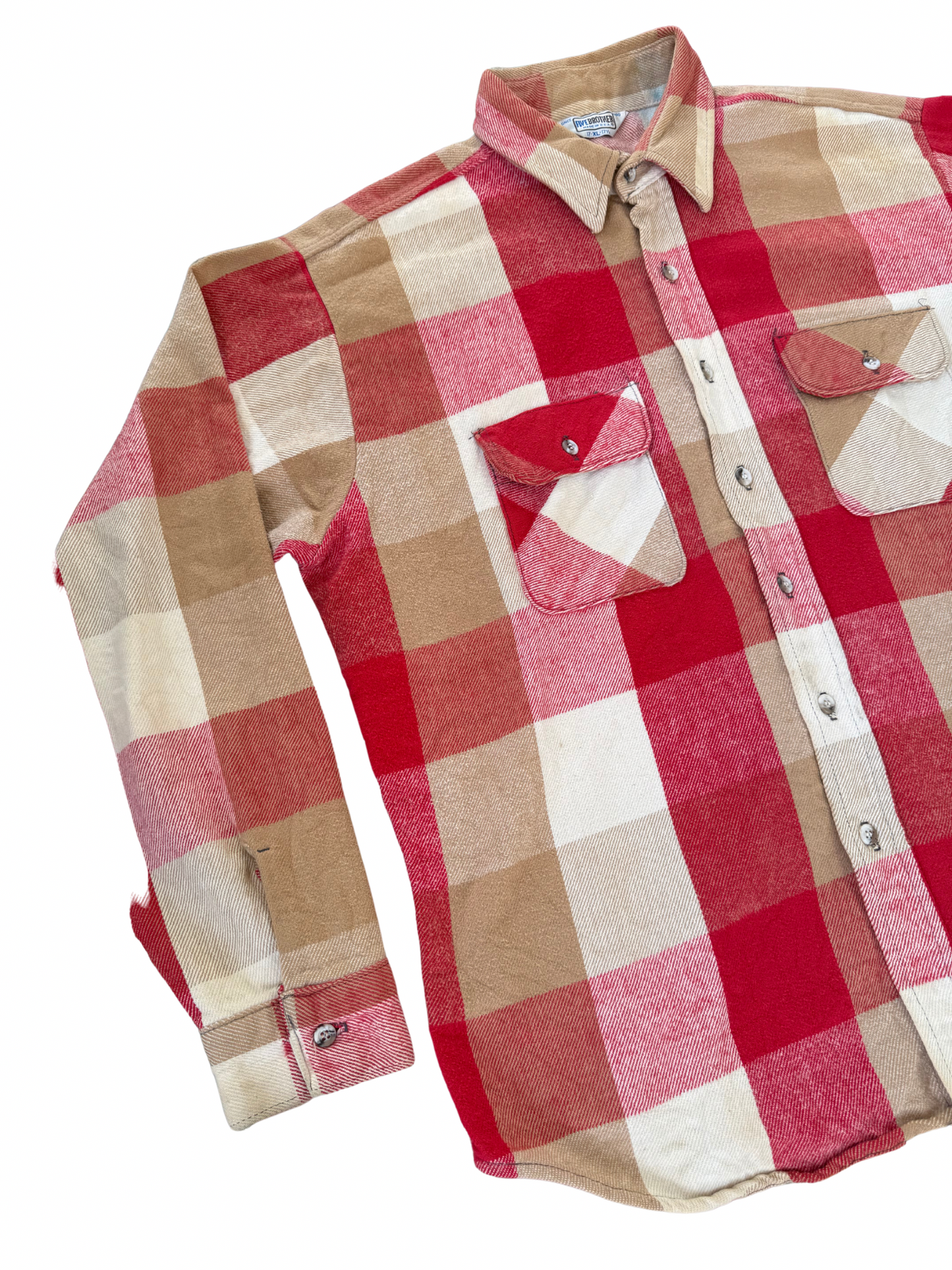 Vintage 1970s Five Brother Heavyweight Buffalo Plaid Flannel Shirt