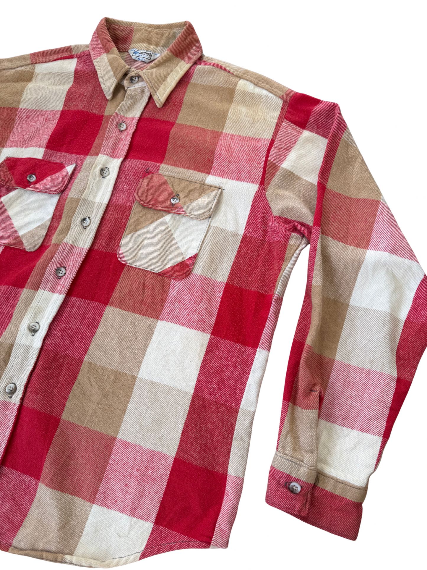 Vintage 1970s Five Brother Heavyweight Buffalo Plaid Flannel Shirt
