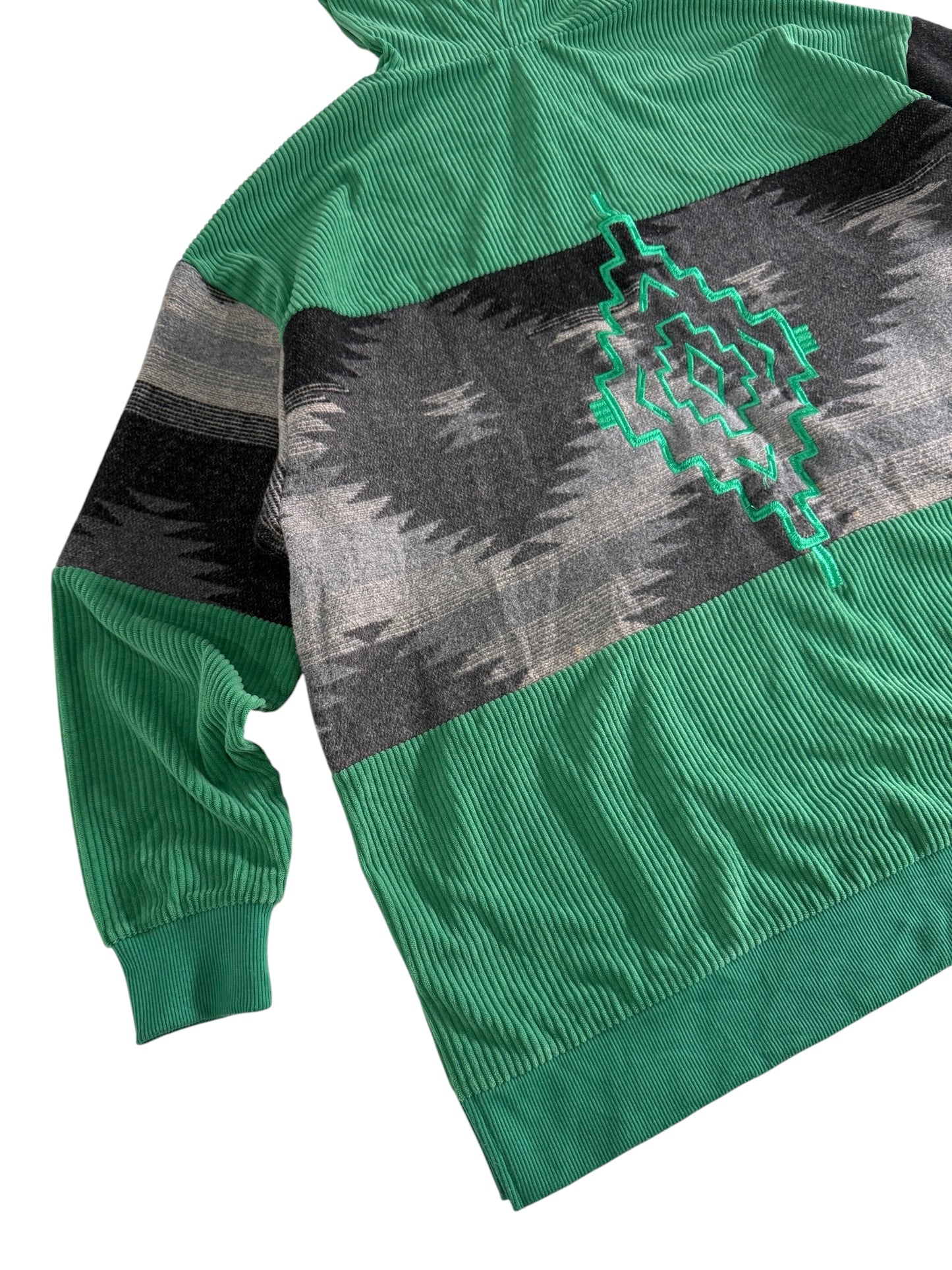 Amina Corduroy Baja Hoodie Southwestern Pullover Jacket