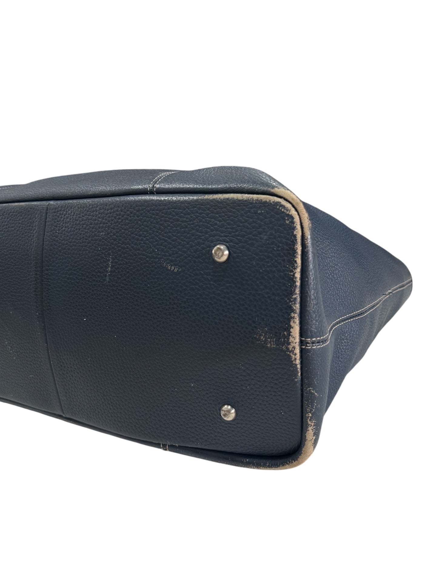 Beams Heart Navy Pebbled Leather Tote Bag Large Shopper Shoulder Bag
