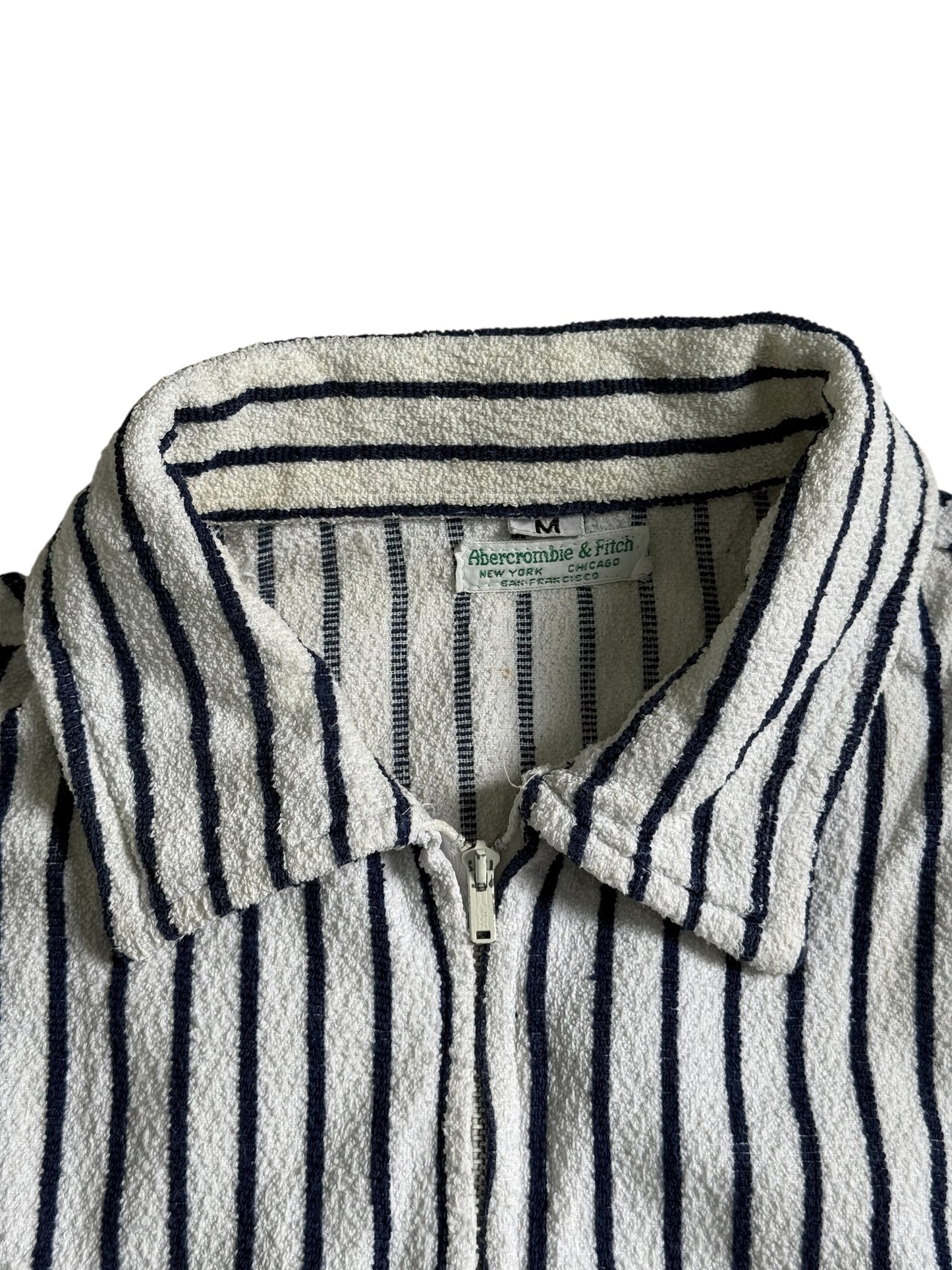Vintage 1960s 70s Abercrombie & Fitch Terry Cloth Striped Zip Jacket