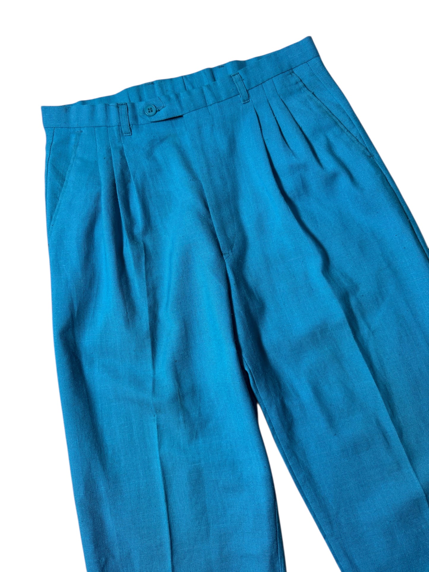 Vintage Cotler Pleated Trousers Teal Blue Classic American Slacks