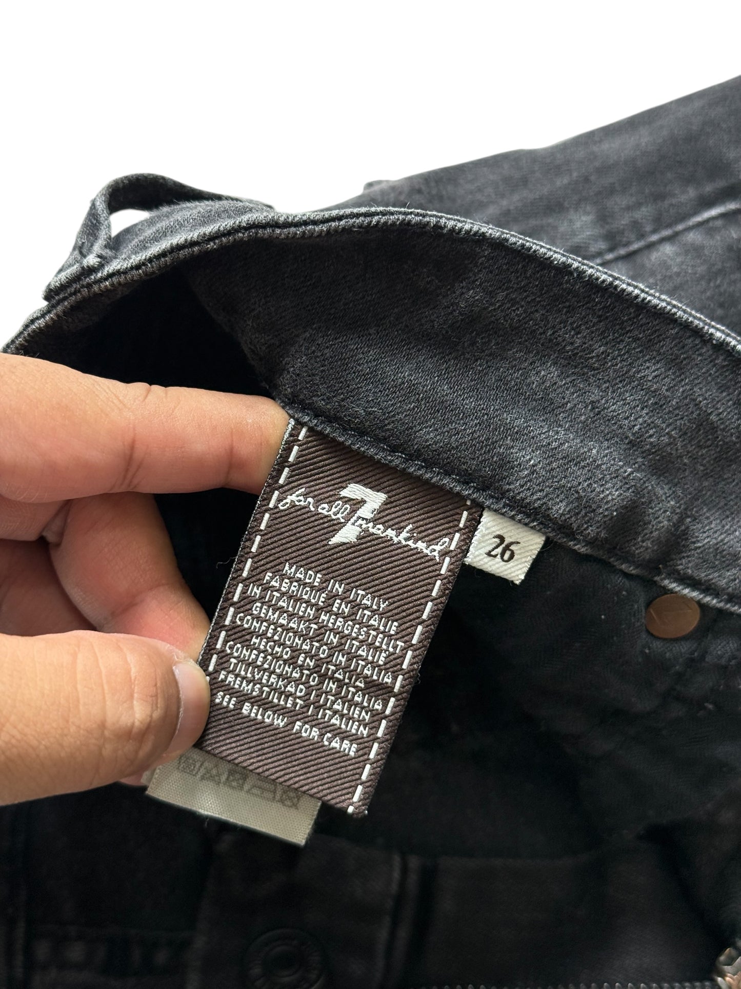 Vintage Y2K 7 For All Mankind Kimmie Bootcut Black Wash Jeans Made in Italy