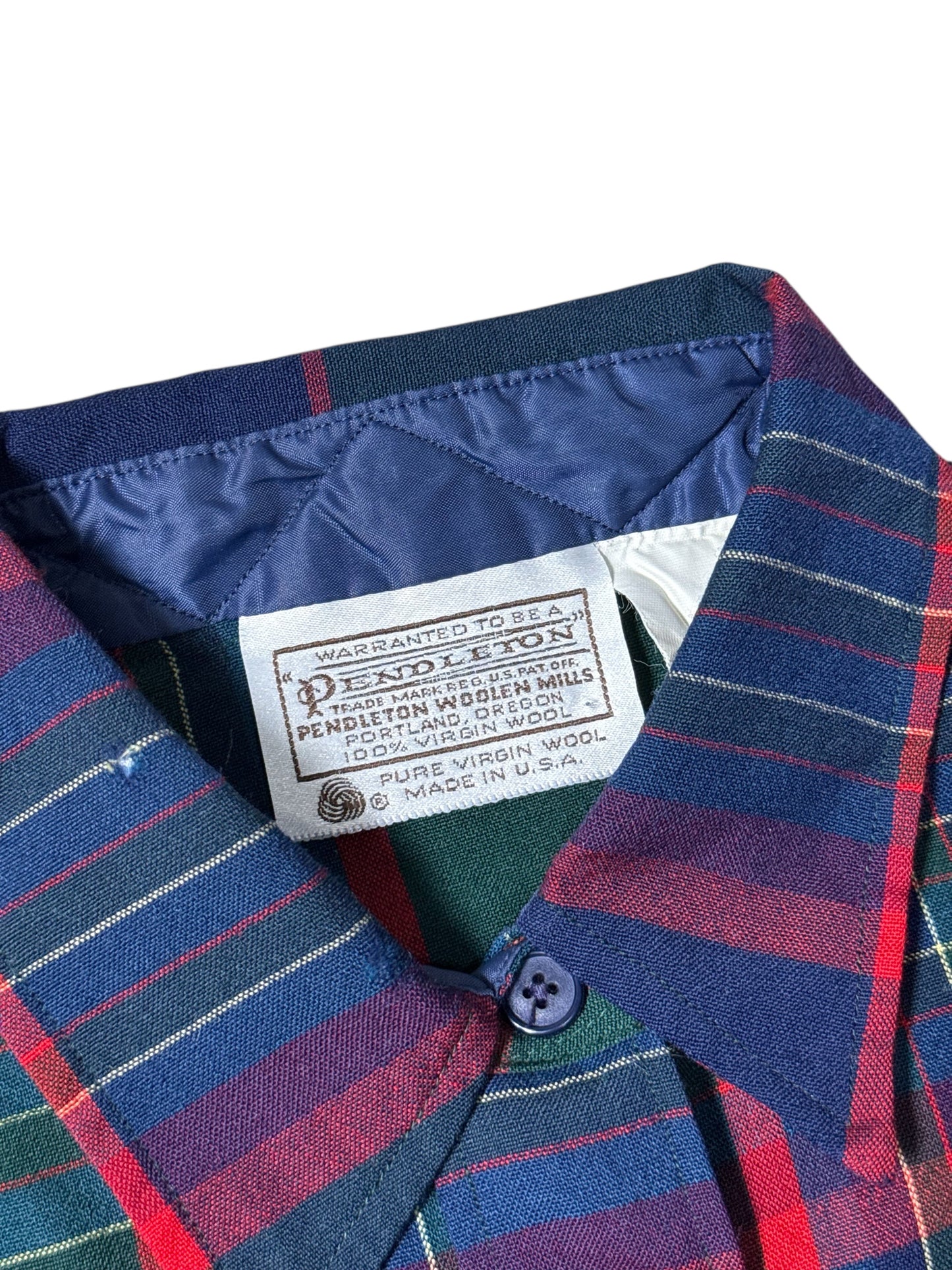 Vintage 1980s Pendleton Plaid Wool Shirt Made in USA