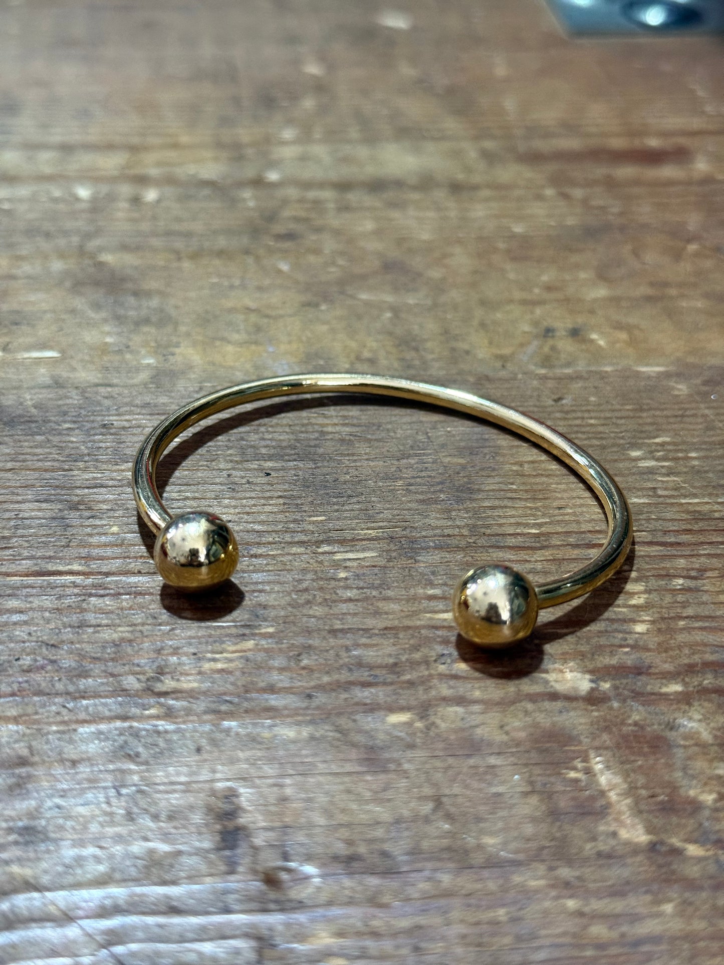 Vintage Gold Tone Cuff Bracelet Ball End
