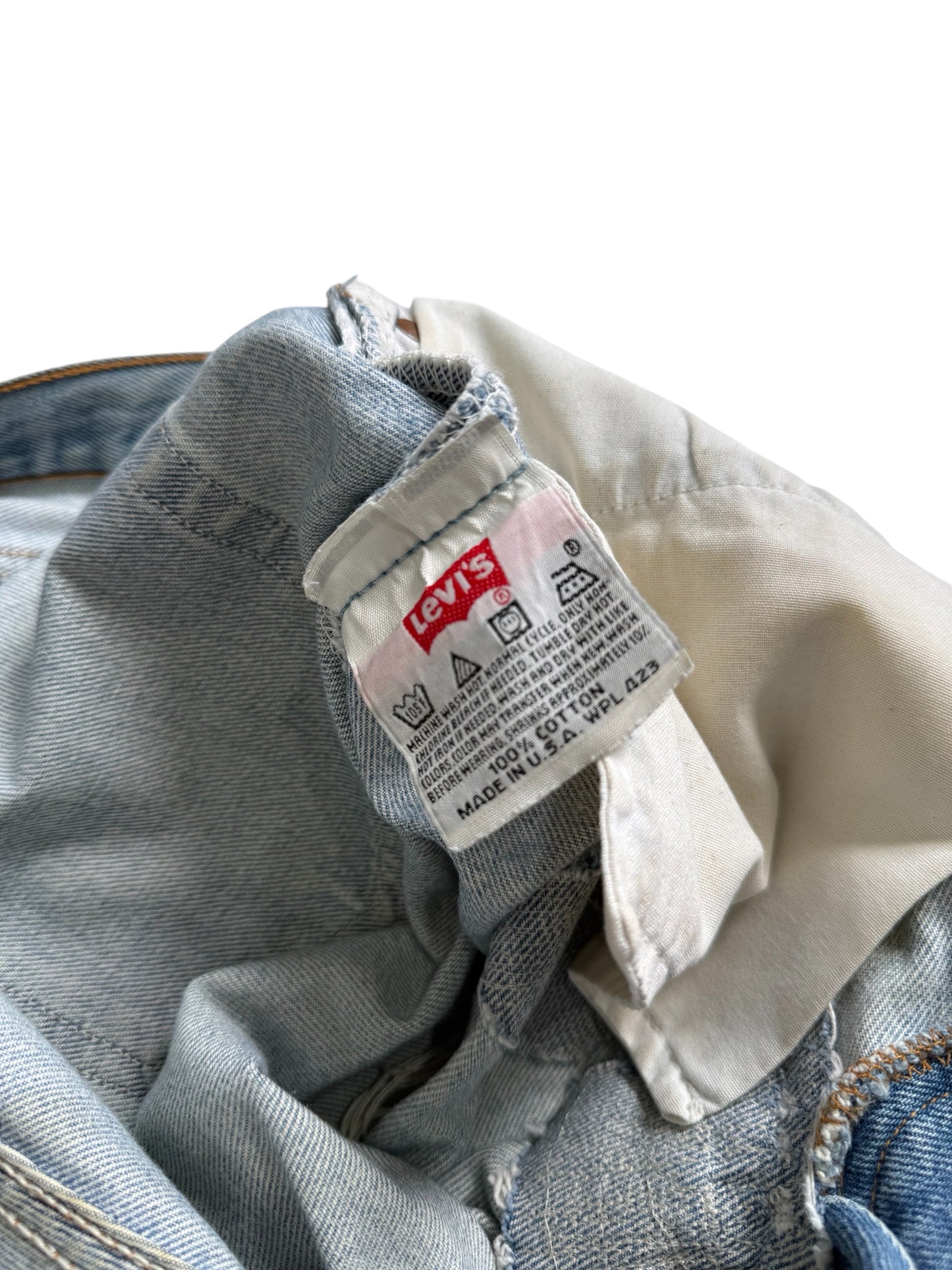 Vintage Levis 501XX Distressed Cropped Jeans Made in USA Light Wash Denim