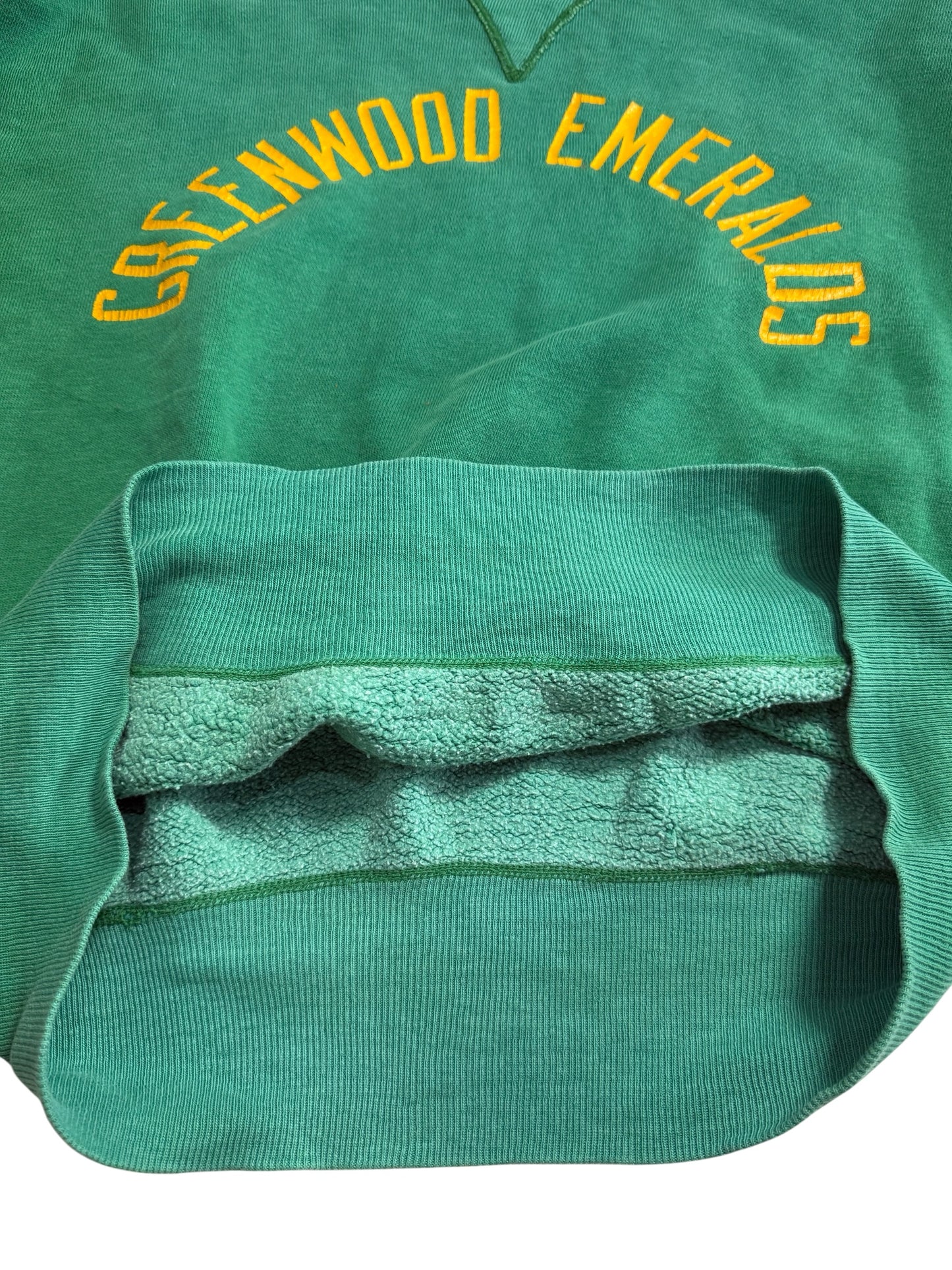 Vintage 1960s Greenwood Emeralds Single V Green Sweatshirt