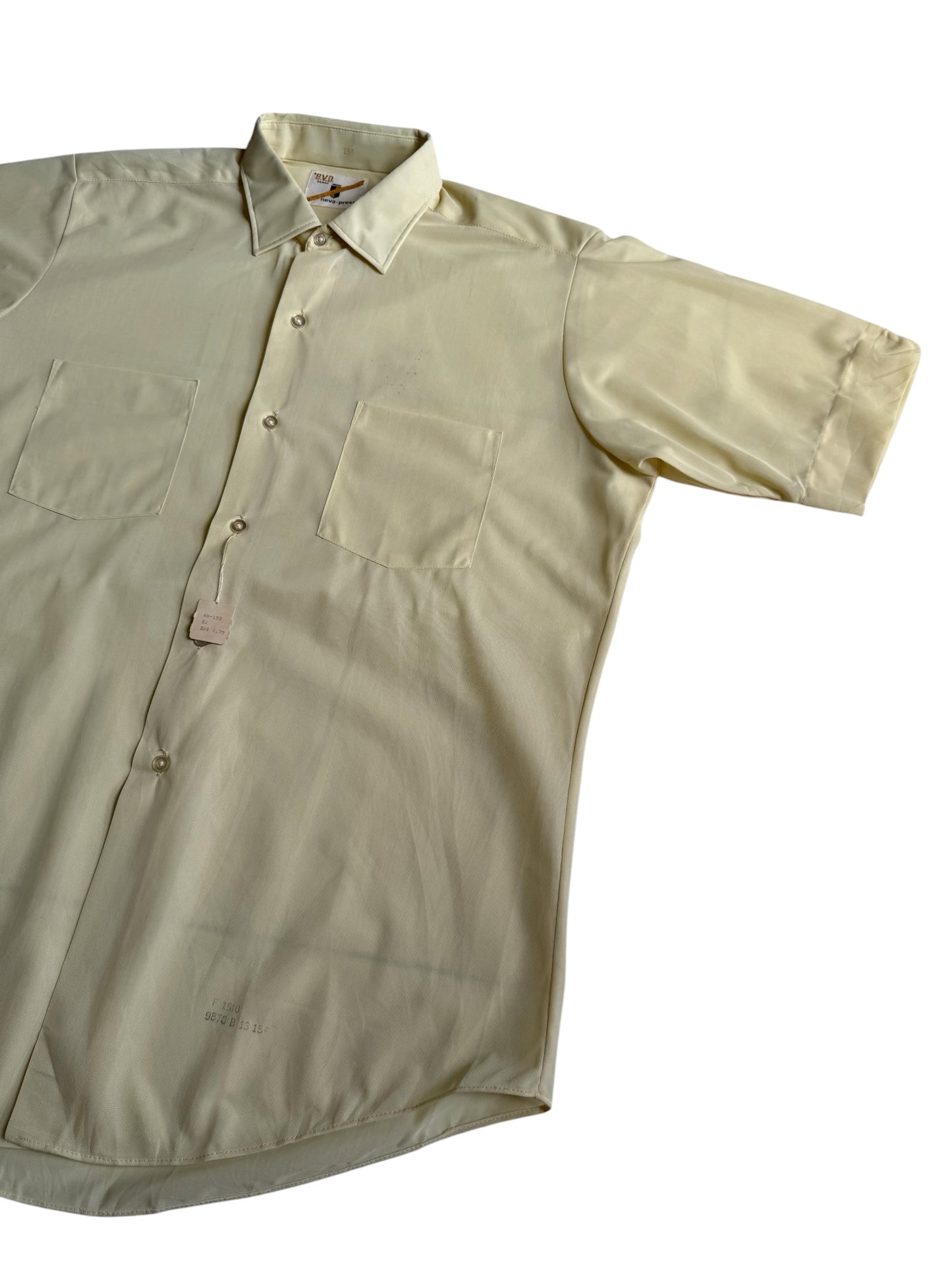 Vintage 1970s BVD Heva-Press Permanent Press Short Sleeve Shirt Deadstock NOS USA