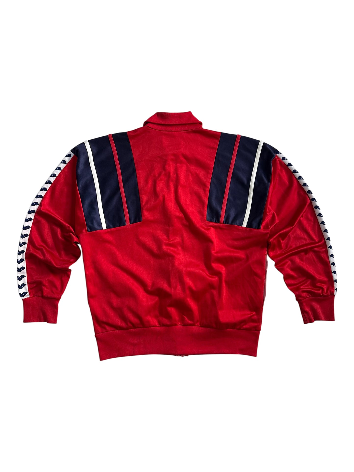 Vintage 80s 90s Arena Track Jacket Side Tape Training Top Red Navy