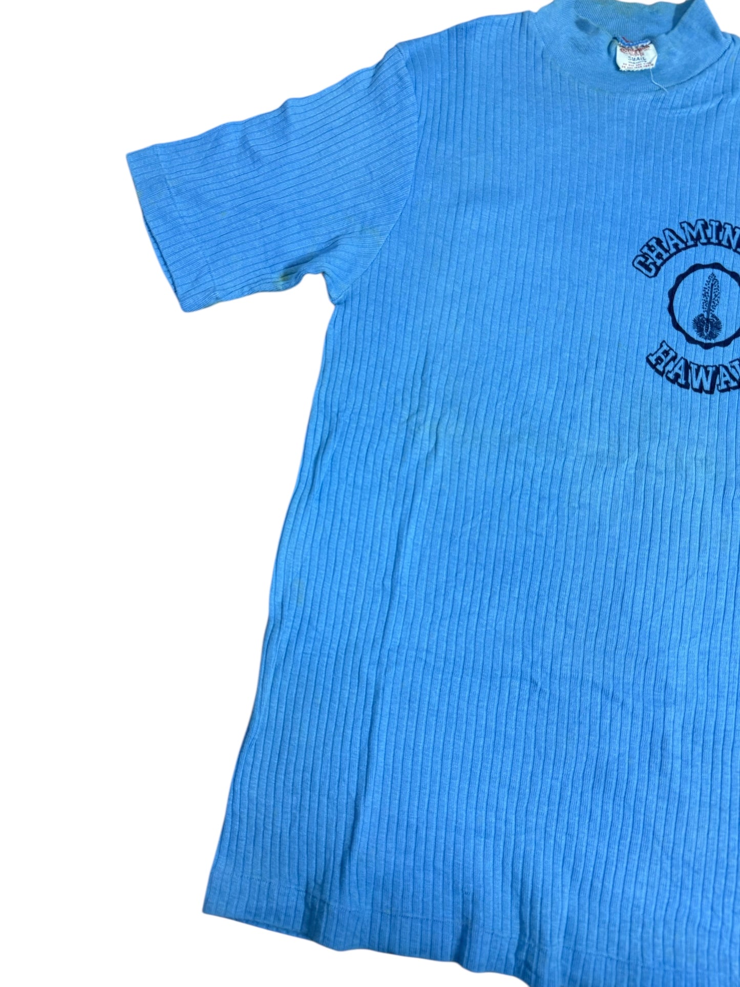 Vintage 1960s Champion Knitwear Chaminade Hawaii Ribbed Tshirt