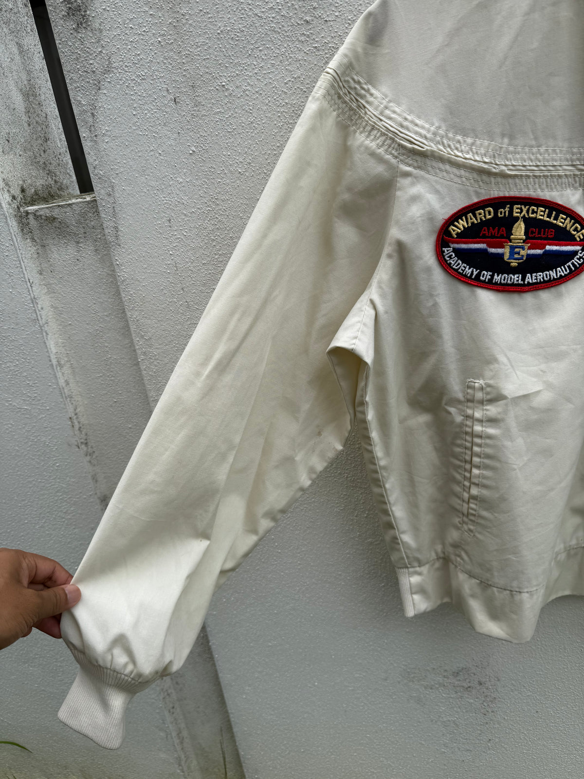 Vintage 70s 80s Hobby Center Staff Bomber Jacket Chain Stitch