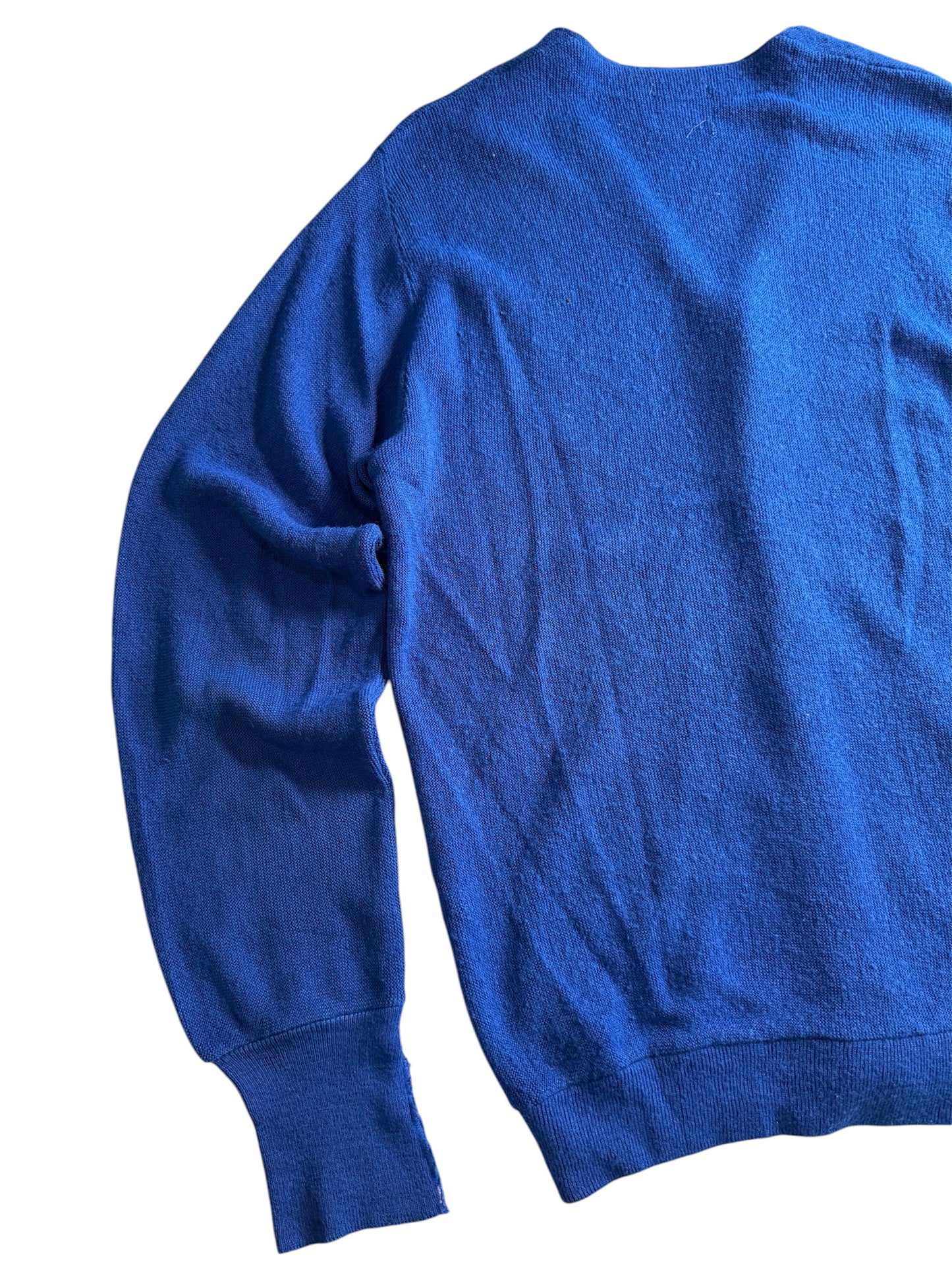 Vintage 1960s–70s Orlon Acrylic Knit Blue Cardigan Made In Usa