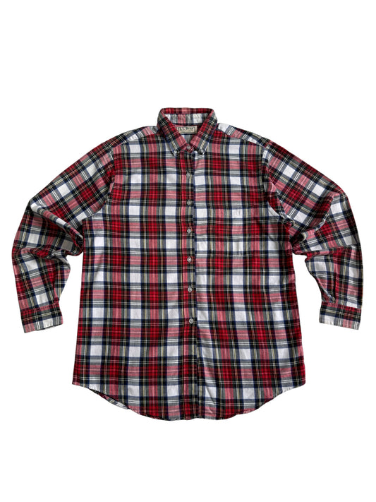 Vintage LL Bean Made in USA Plaid Button Down Flannel Shirt