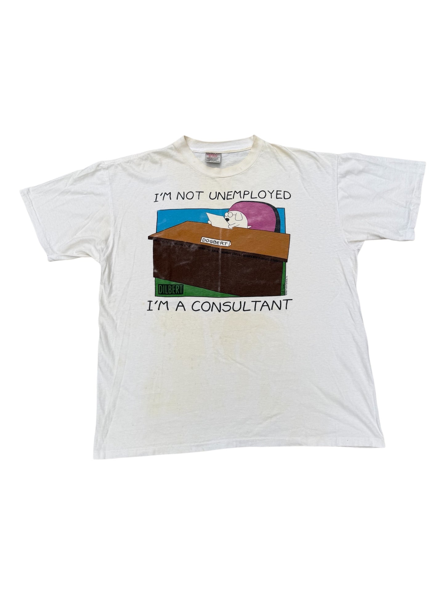 Vintage Dilbert “I’m Not Unemployed, I’m A Consultant” Tee (Dogbert Comic, 1990s)