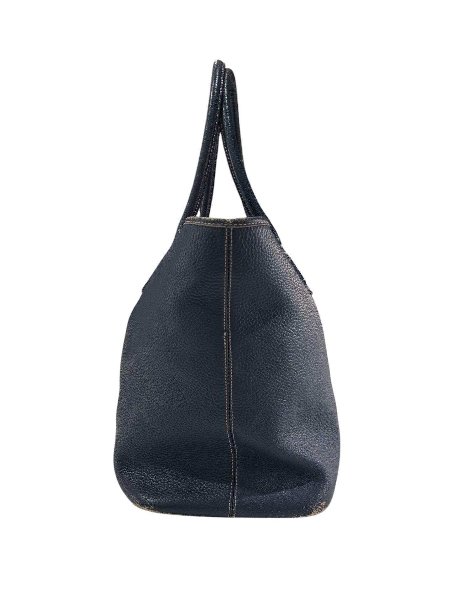 Beams Heart Navy Pebbled Leather Tote Bag Large Shopper Shoulder Bag
