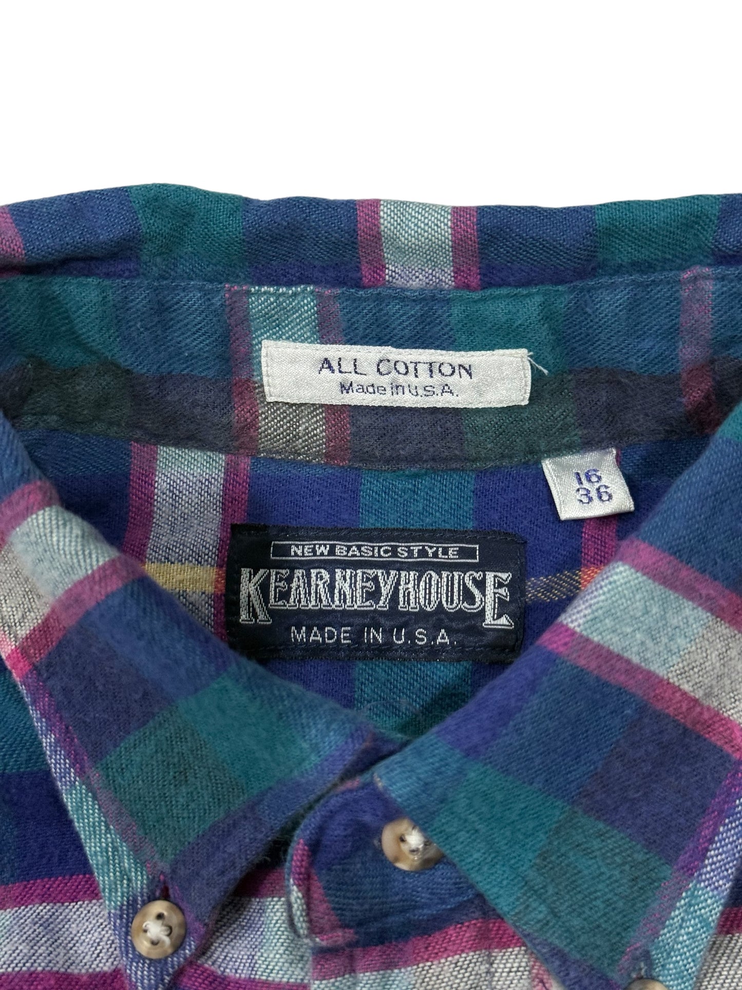 Vintage 1990s Kearney House Plaid Flannel Shirt Made in USA