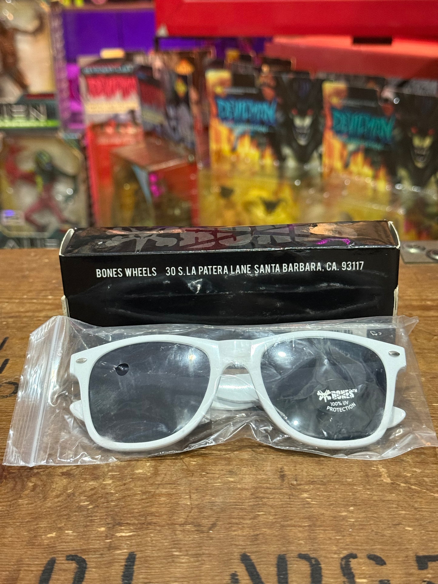 Deadstock Bones Wheels Rat Sunglasses White NOS UV Protection