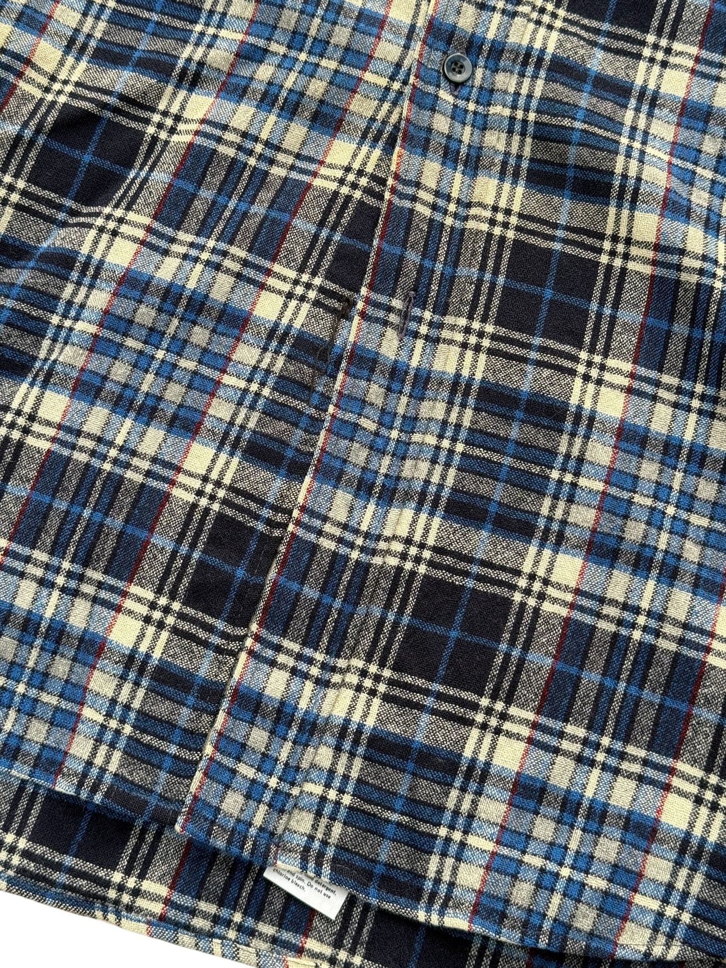 Vintage Pendleton Wool Plaid Shirt Navy Blue Cream USA Made