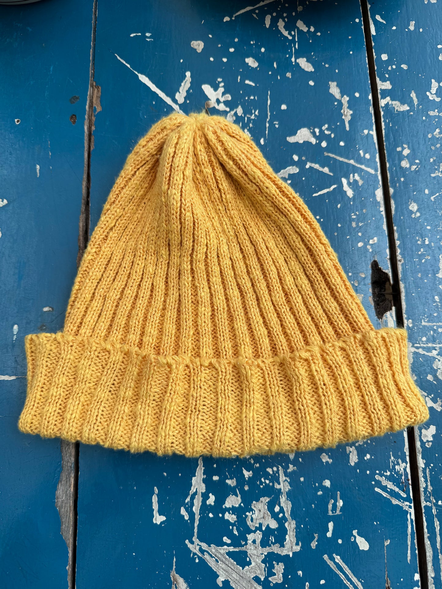 BEAMS Japan Made in England Mustard Yellow Rib Knit Beanie