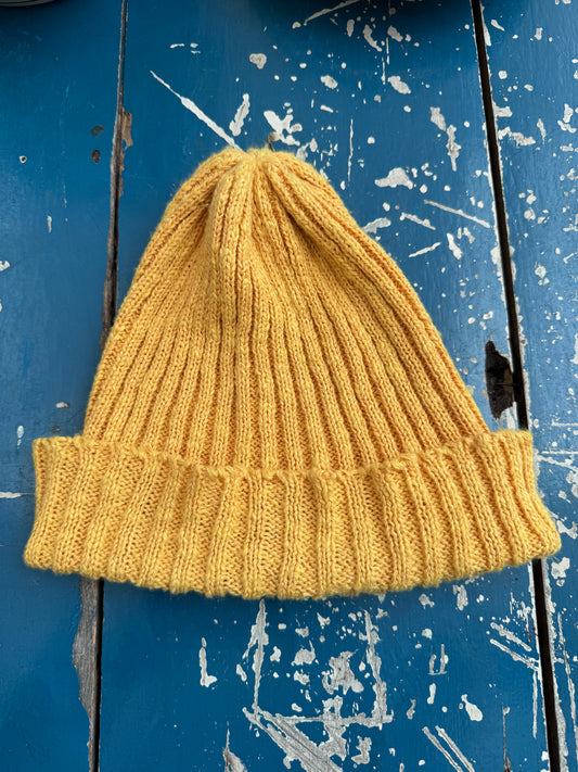 BEAMS Japan Made in England Mustard Yellow Rib Knit Beanie