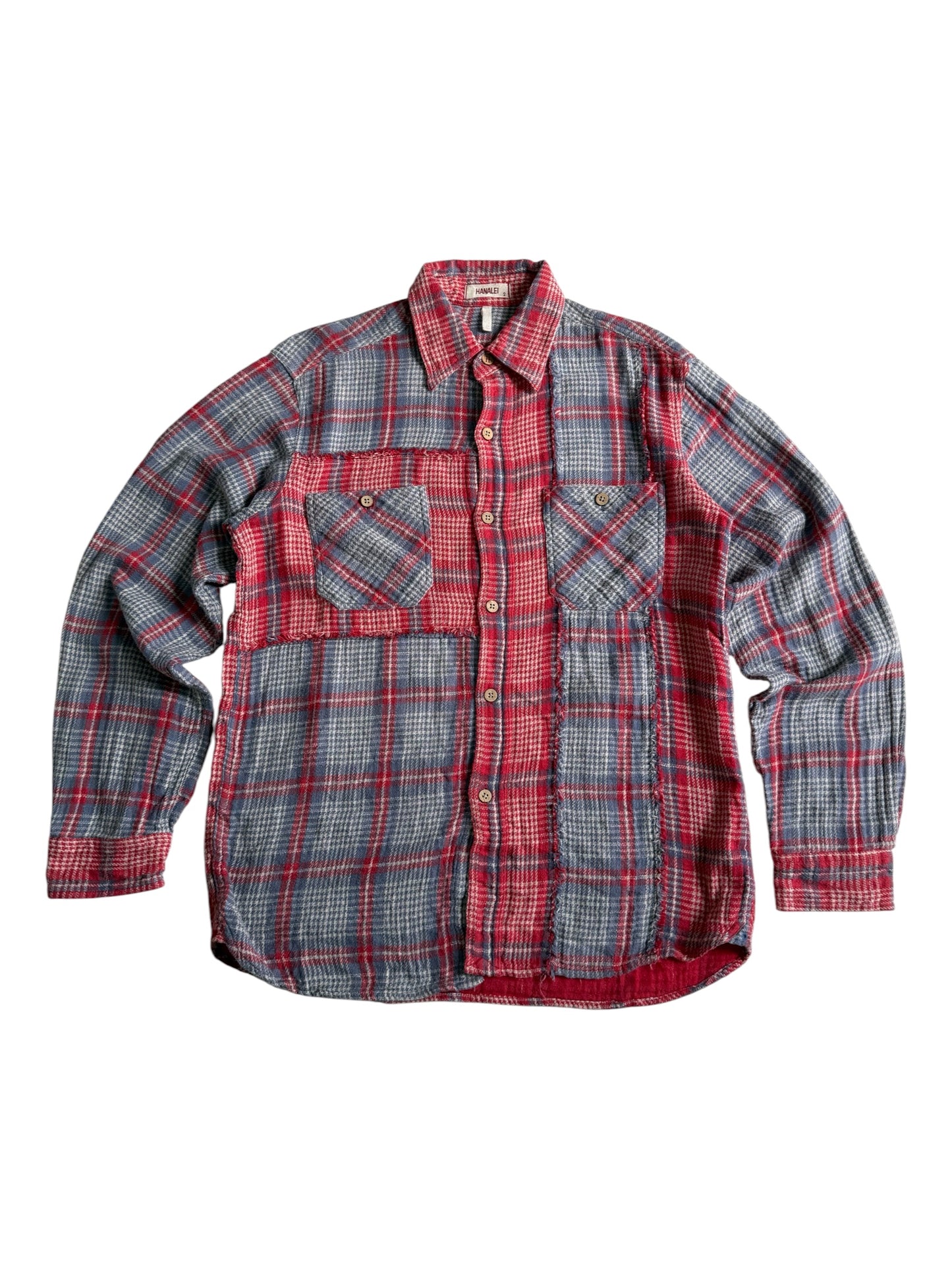 Hanalei Reversible Patchwork Flannel Shirt Japanese Brand Distressed Plaid