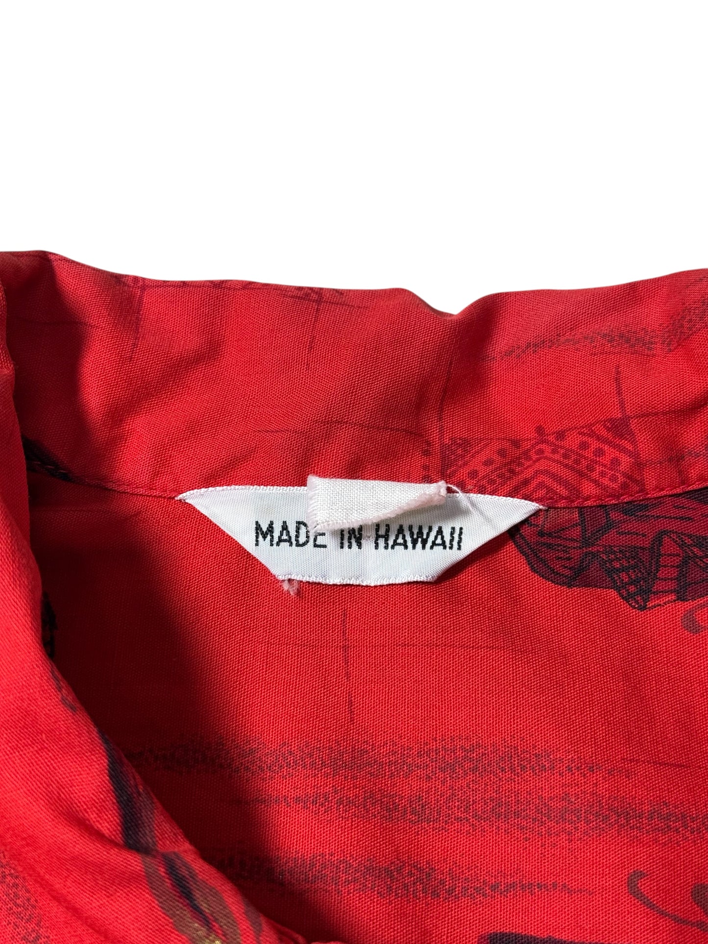 Vintage Made in Hawaii Red Printed Aloha Shirt
