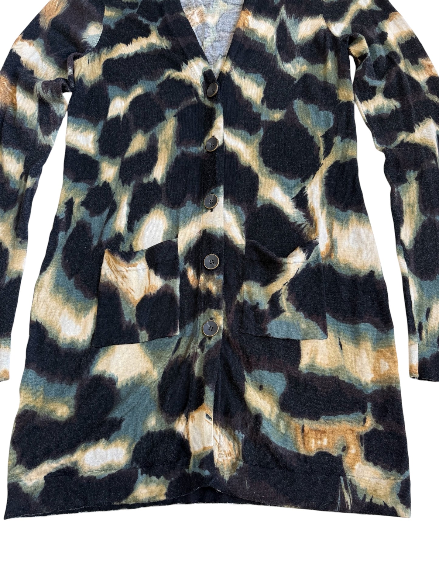Diane von Furstenberg DVF Wool Abstract Cloud Knit Cardigan Sweater