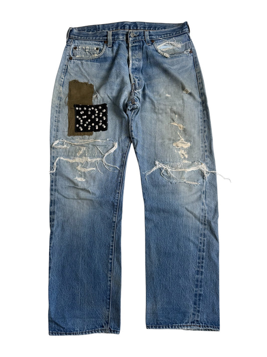 Vintage 1980s Levis 501 Selvedge Distressed Denim Jeans Made in USA