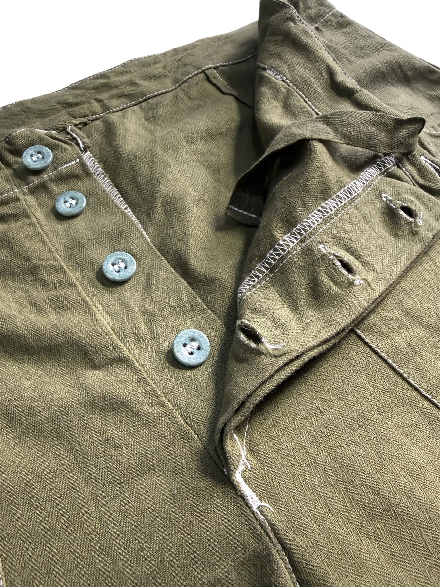 Vintage 1996 Czech HBT Workwear Pants Olive Military Utility Praha